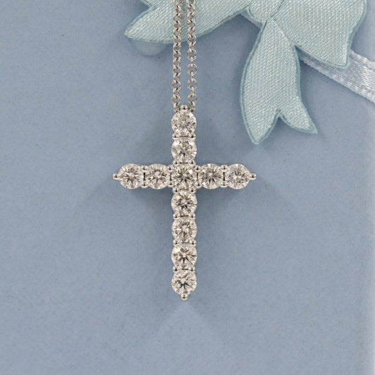 1ct Round Diamond Cross Pendant / Religious Diamond Cross Pendant / Adjustable Length / 14K Gold Cross Necklace / Anniversary Gift