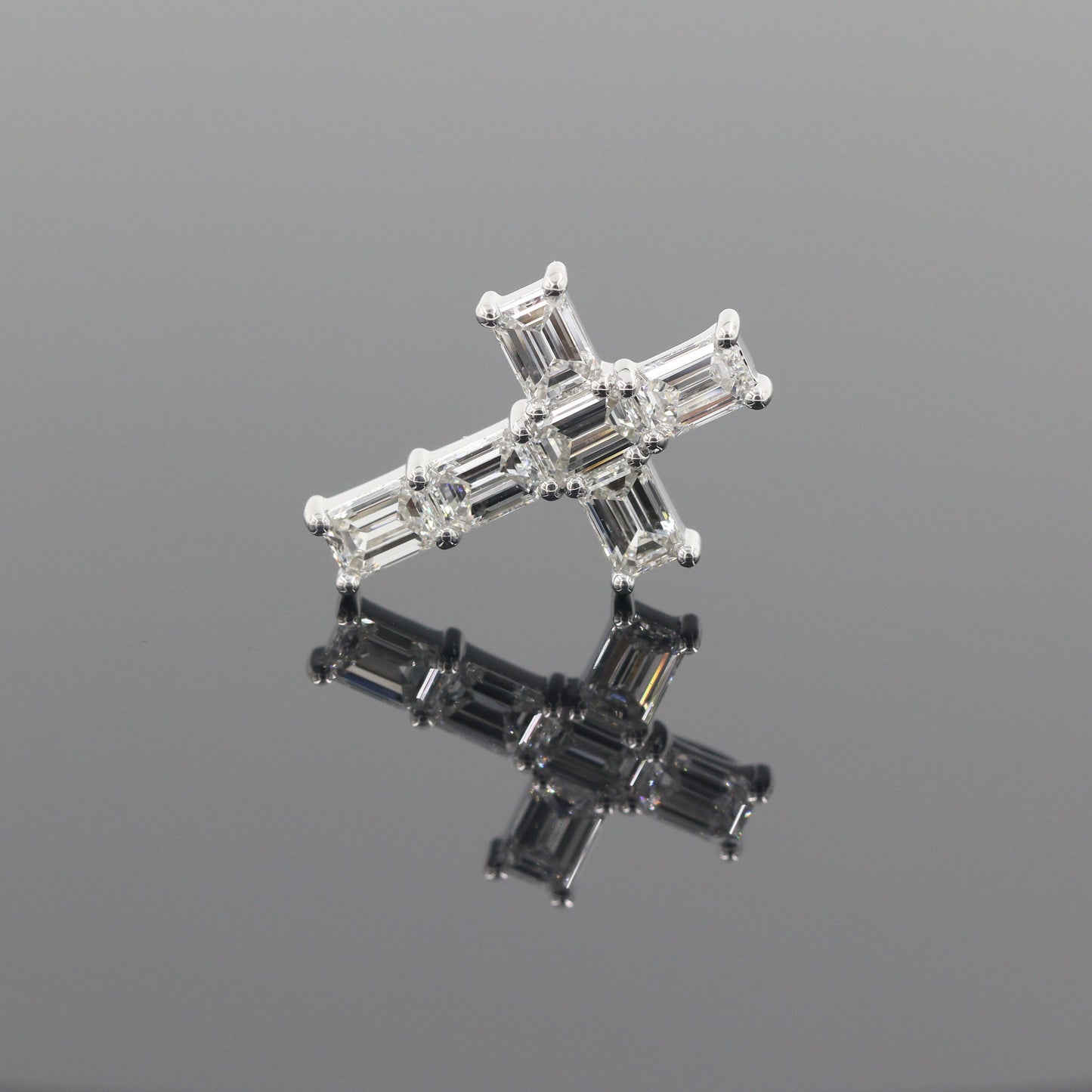 1ct Emerald Cut Natural Diamond Cross Pendant: 14K,18K Gold Diamond Necklace - Anniversary gift