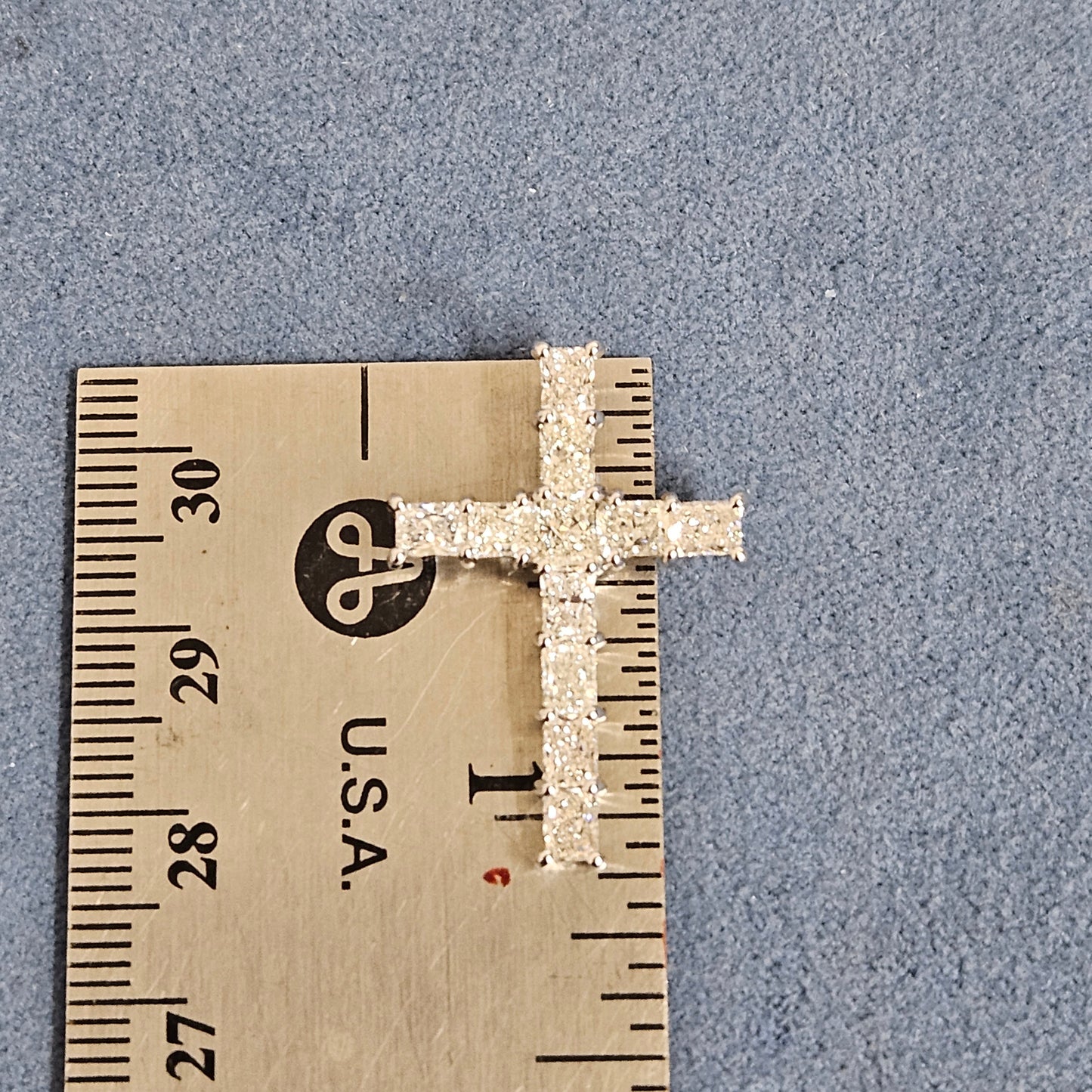 Radiant Cut Diamond Cross Pendant / Radiant Cut Lab Grown Diamond Necklace / 14K Gold Radiant Cut Diamond Cross / Anniversary Gift
