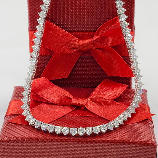21ct Lab Diamond 3 Prong Tennis Necklace /14k Gold Round Diamond Tennis Necklace/Anniversary Gift