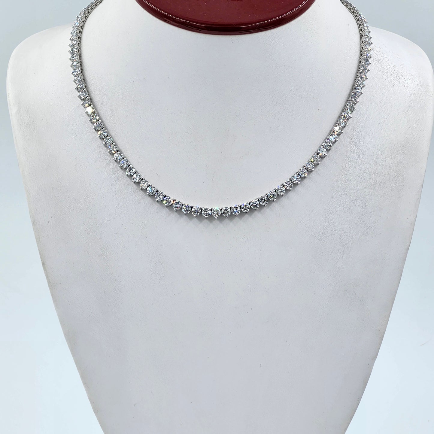 21ct Lab Diamond 3 Prong Tennis Necklace /14k Gold Round Diamond Tennis Necklace/Anniversary Gift