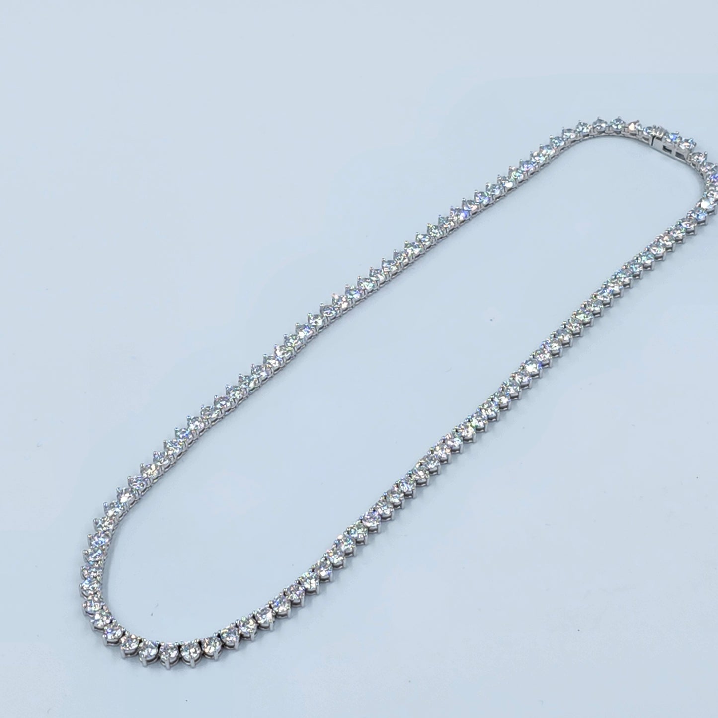 21ct Lab Diamond 3 Prong Tennis Necklace /14k Gold Round Diamond Tennis Necklace/Anniversary Gift