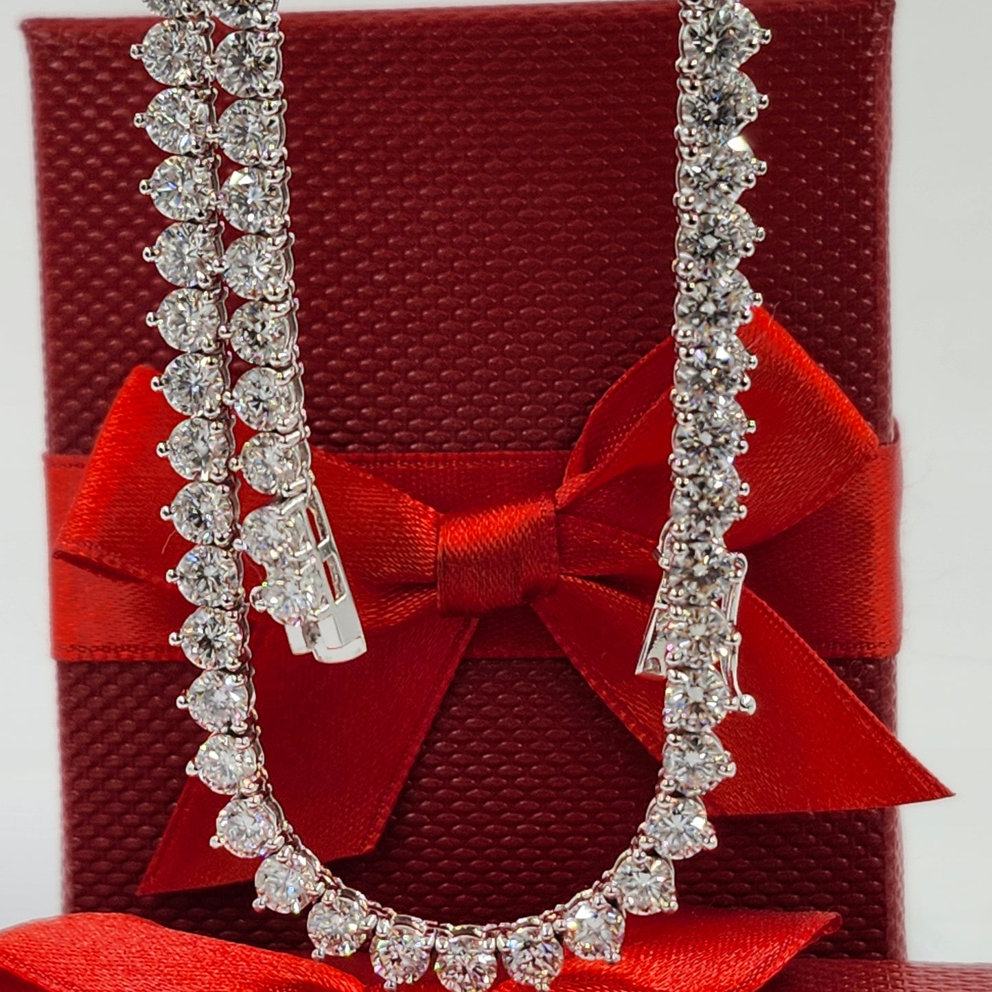 21ct Lab Diamond 3 Prong Tennis Necklace /14k Gold Round Diamond Tennis Necklace/Anniversary Gift