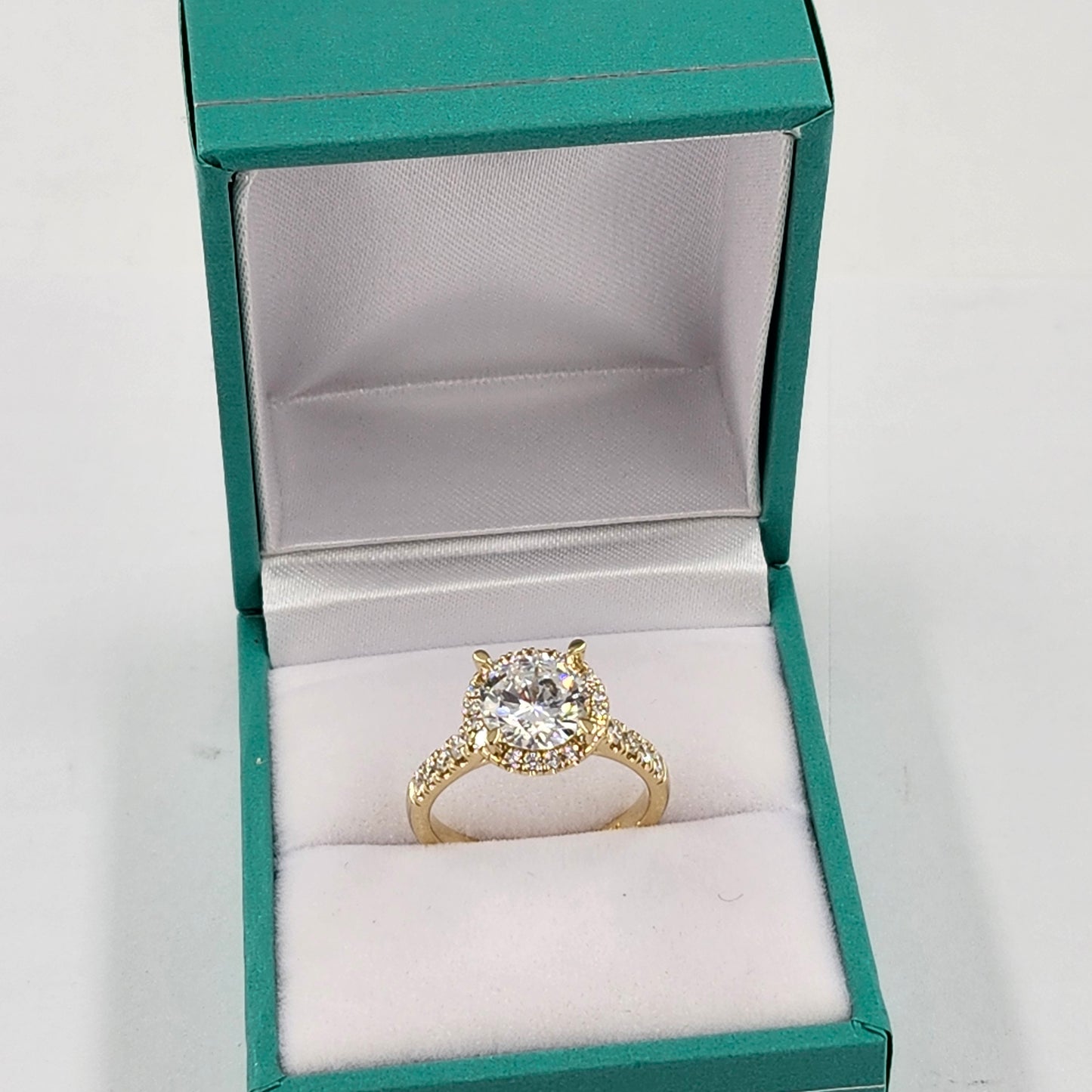 2ct Lab Diamond Halo Engagement Ring: 14K Gold Diamond Ring- Anniversary gift
