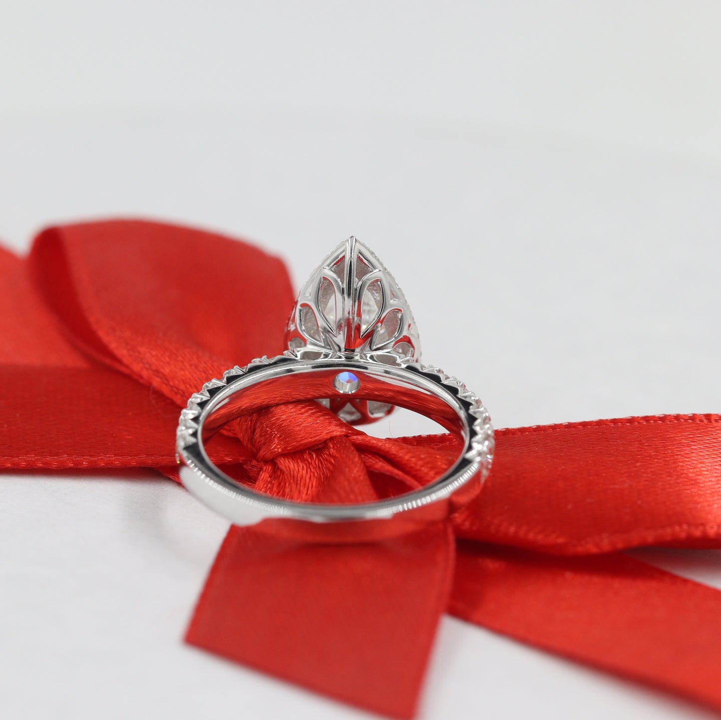 2ct Pear Lab Diamond Engagement Ring: 14K Gold Halo, Anniversary Gift