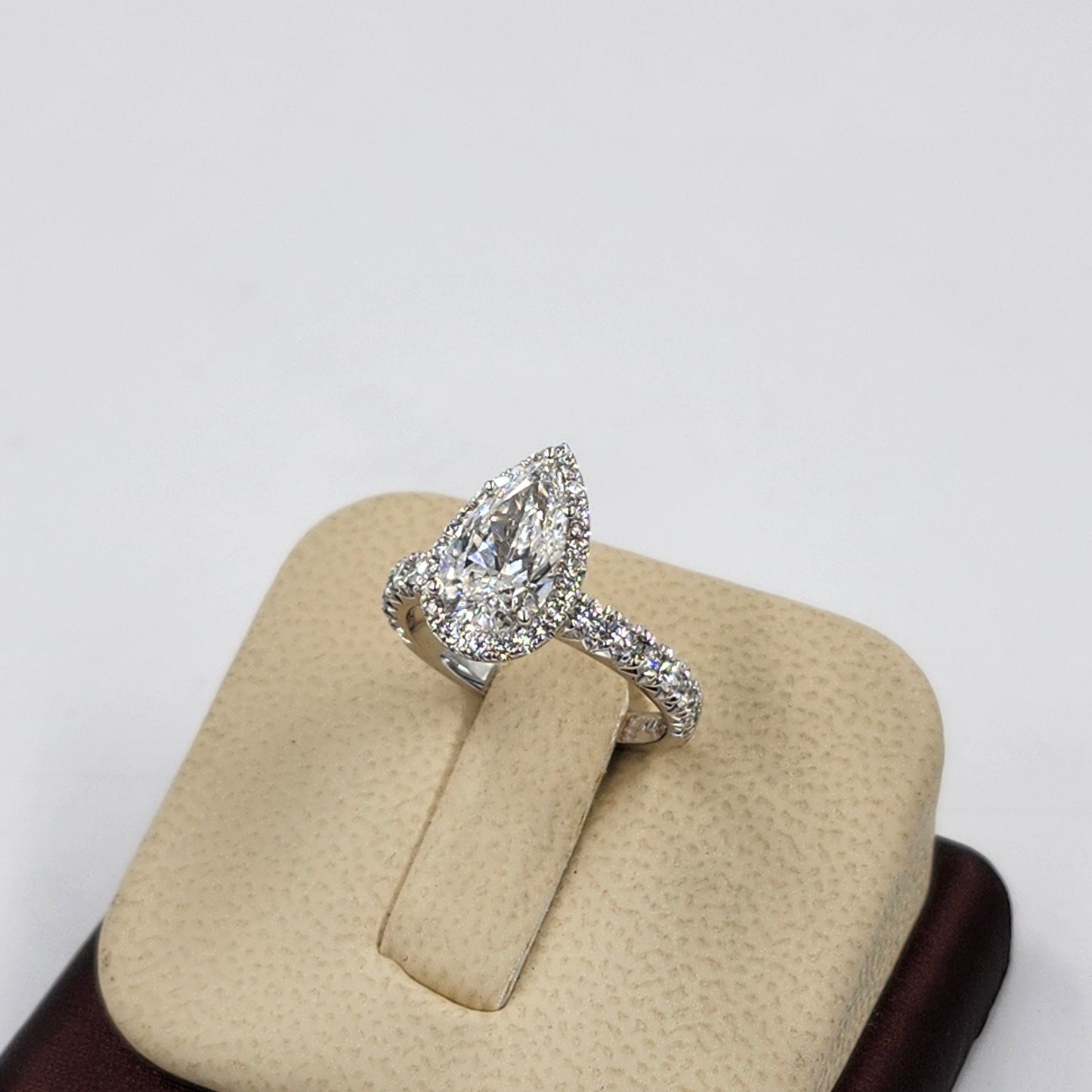 2ct Pear Lab Diamond Engagement Ring: 14K Gold Halo, Anniversary Gift