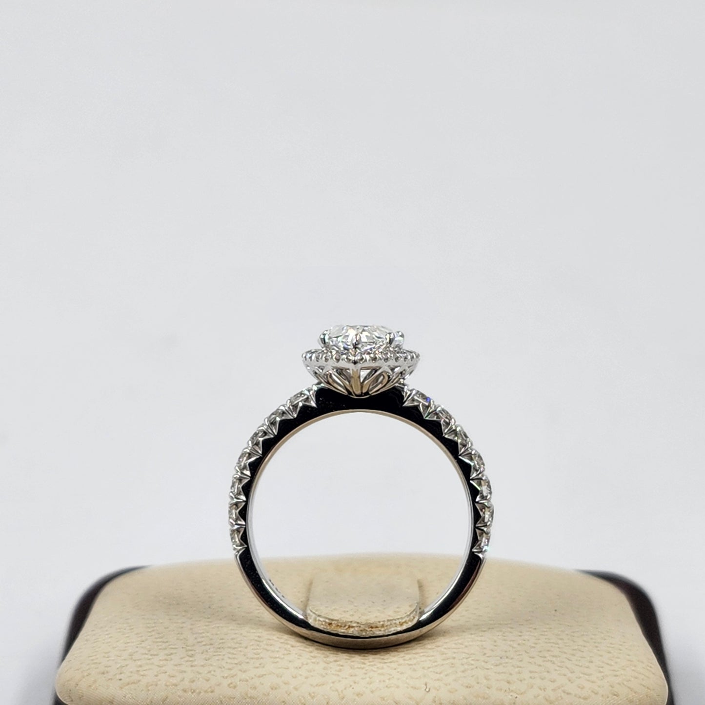 2ct Pear Lab Diamond Engagement Ring: 14K Gold Halo, Anniversary Gift