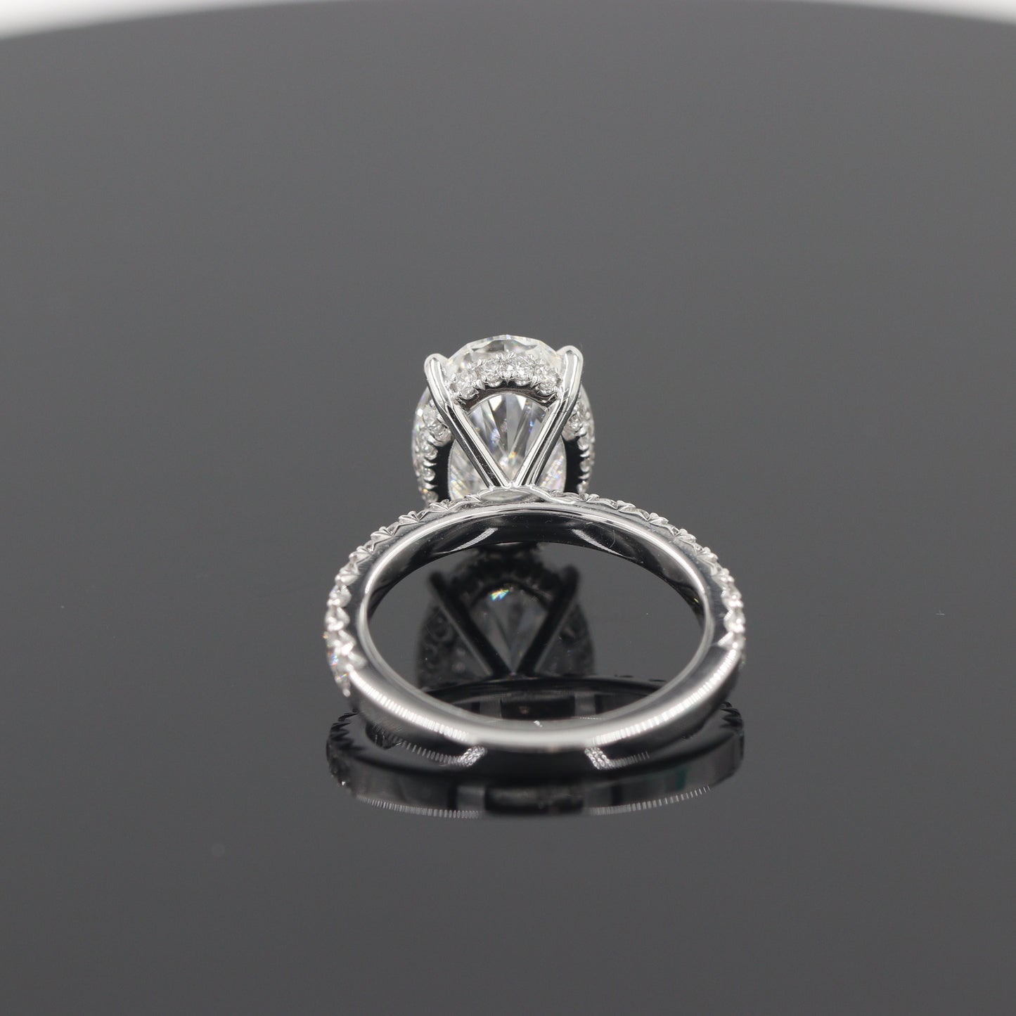 3.5ct Oval Diamond Engagement Ring - 14K Gold Diamond Hidden Halo French Pave Ring - Anniversary gift