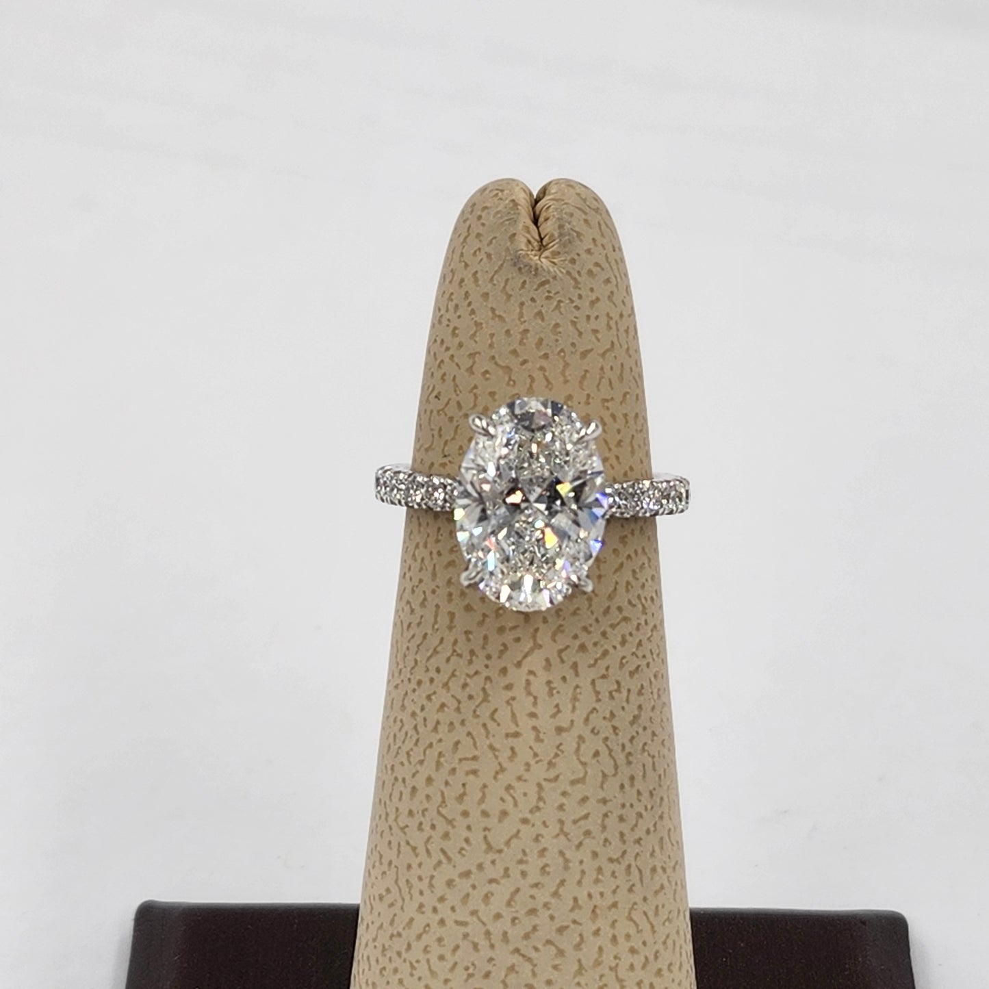 3.5ct Oval Diamond Engagement Ring - 14K Gold Diamond Hidden Halo French Pave Ring - Anniversary gift