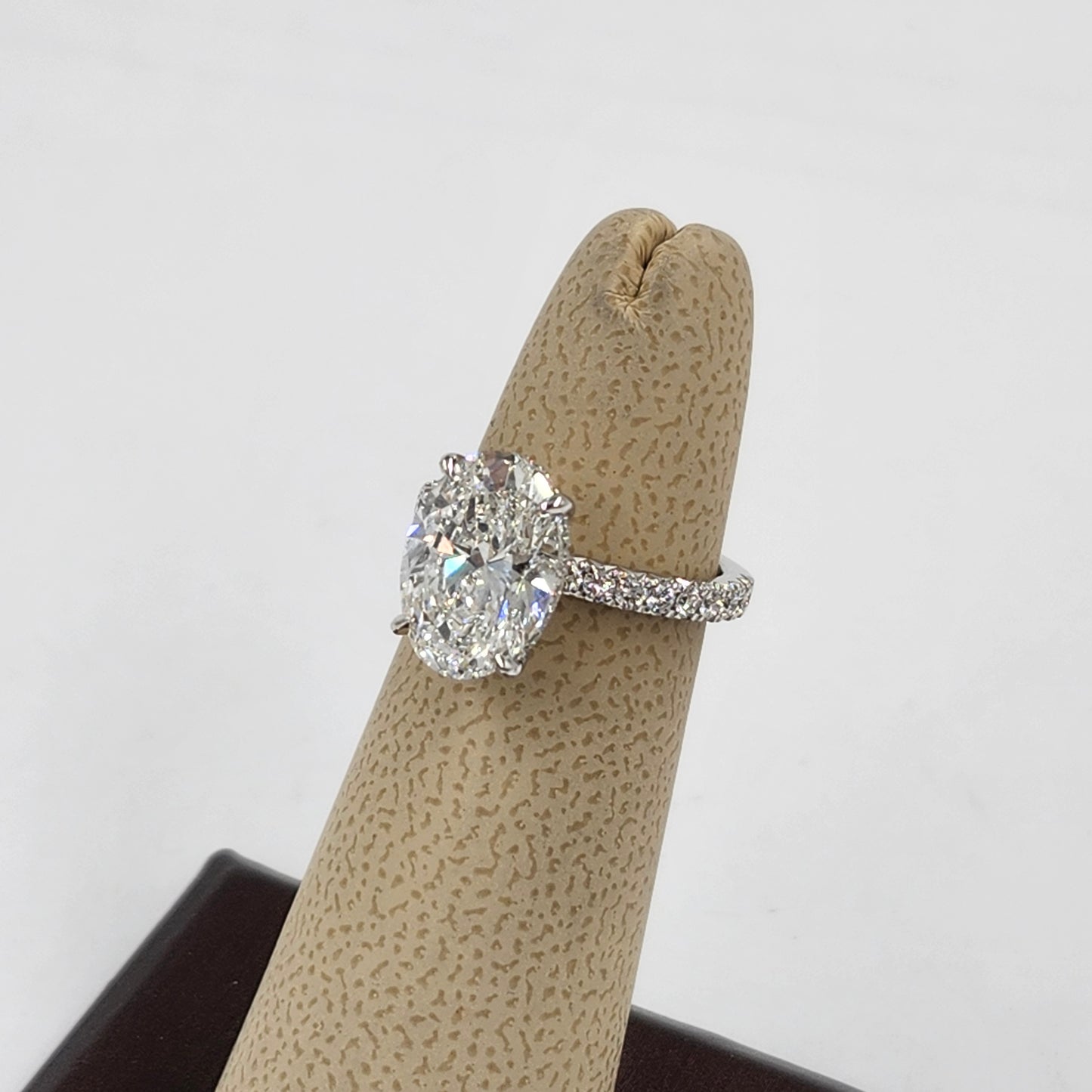 3.5ct Oval Diamond Engagement Ring - 14K Gold Diamond Hidden Halo French Pave Ring - Anniversary gift