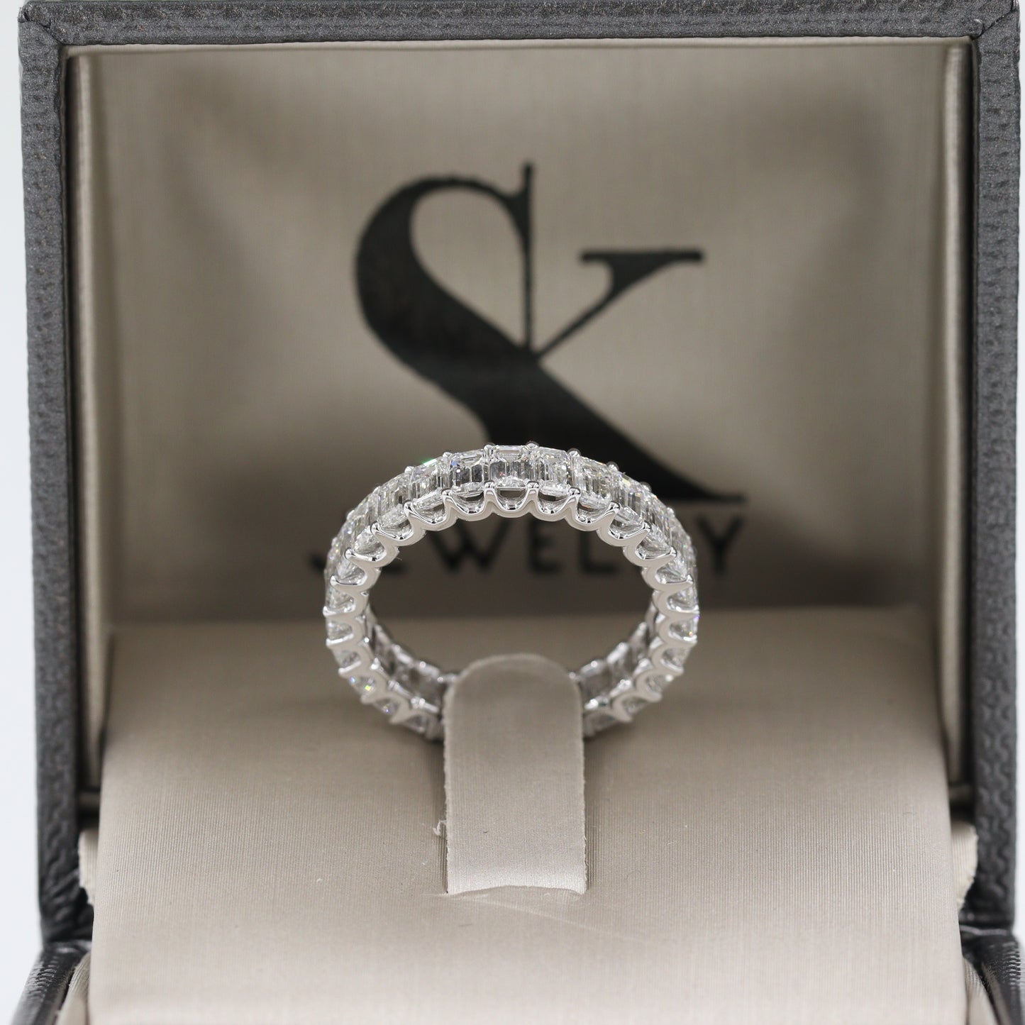 4ct Emerald Cut Diamond Wedding Band/Full Eternity Wedding Ring/ Emerald Cut Diamond U-Shape Band/Stackable Diamond  Band/Anniversary gift