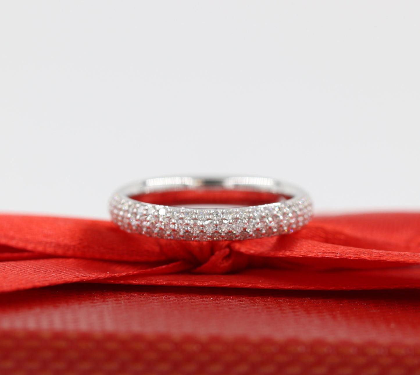 3 Row Half Diamond Width 3.3mm Ring/Stackable Half Diamond Wedding Band/Dainty Diamond Ring/Three row diamond Ring/Anniversary Gift