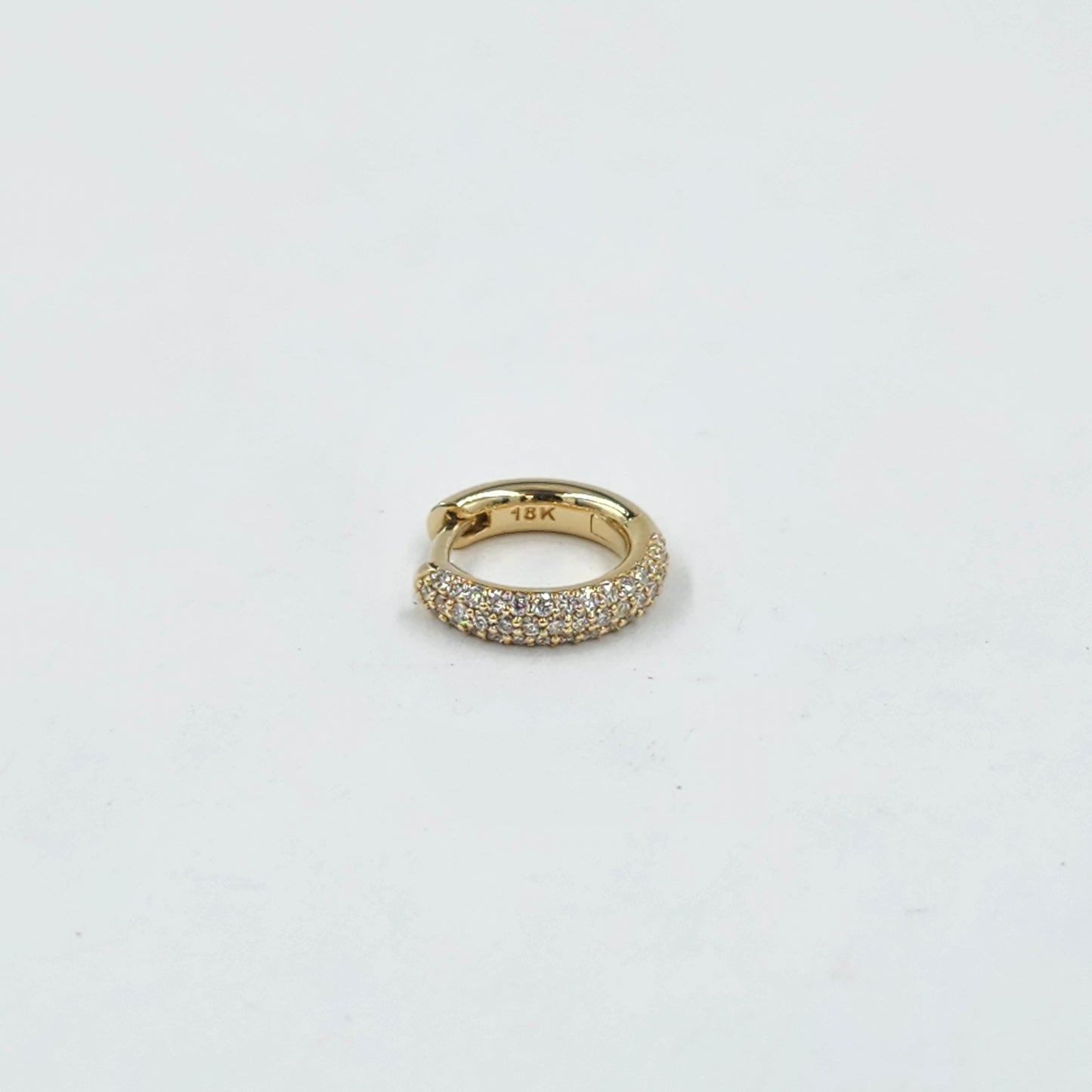 3Row Natural Diamond 12mm Small hoop Earrings / 14K ,18K Gold Width 2.6mm Diamond hoop earring / Anniversary gift