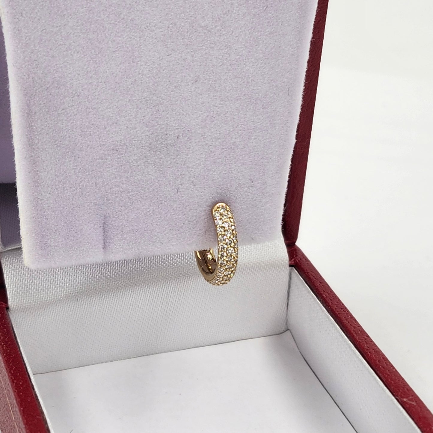 3Row Natural Diamond 12mm Small hoop Earrings / 14K ,18K Gold Width 2.6mm Diamond hoop earring / Anniversary gift
