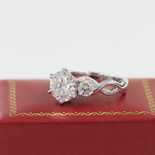 3ct Center Lab Grown Diamond  Ring/ Total 4ct Lab Grown Diamond Engagement Ring/Anniversary gift