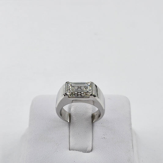 3ct Emerald Cut Lab Diamond Men Ring / Split Shank Solitaire Ring/ 3ct IGI Certified Diamond Ring/Unique/Anniversary gift