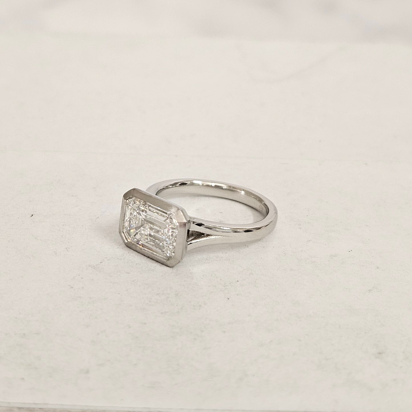 3ct Emerald Cut Lab Grown Diamond Engagement Ring / Split Shank Solitaire Ring/IGI Certified Diamond Ring/Unique/Anniversary gift