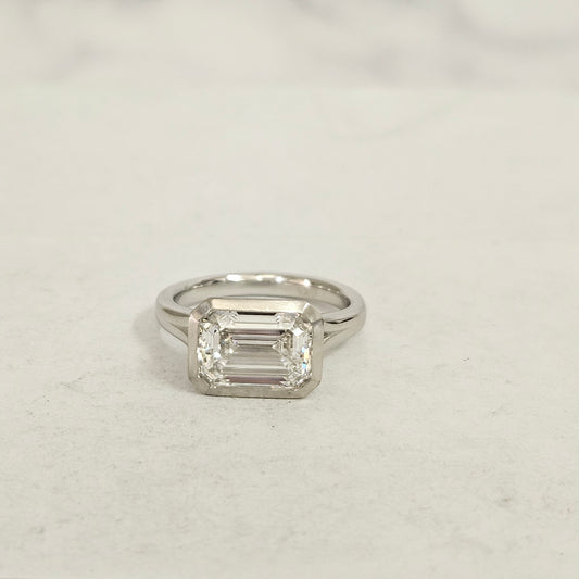 3ct Emerald Cut Lab Grown Diamond Engagement Ring / Split Shank Solitaire Ring/IGI Certified Diamond Ring/Unique/Anniversary gift