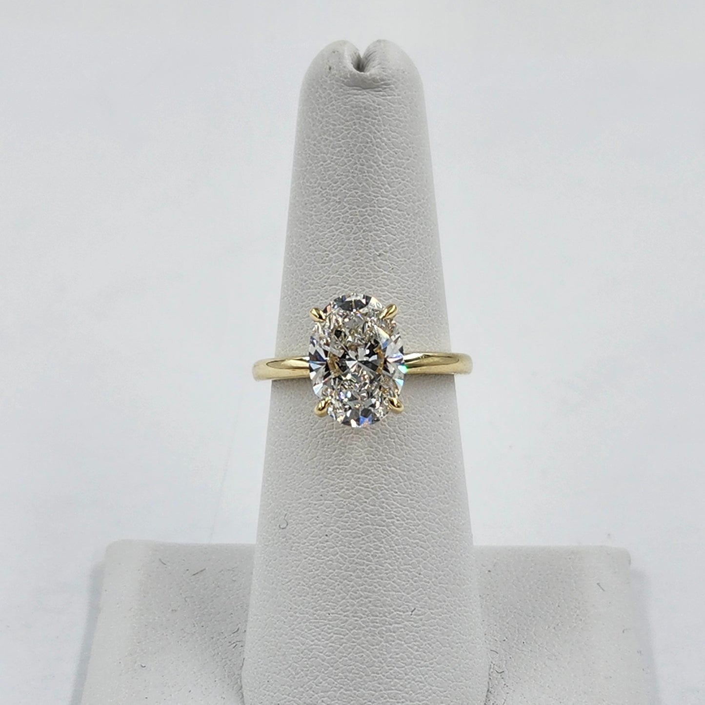 Lab Diamond Engagement Ring - 14K Gold 3ct Oval Diamond Hidden Halo Ring - Anniversary gift