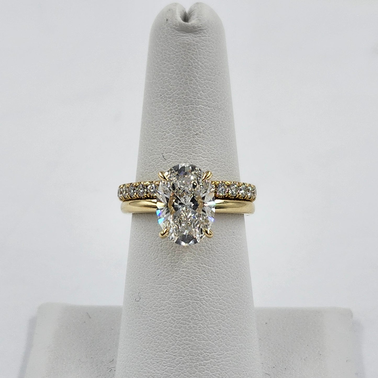 Lab Diamond Engagement Ring - 14K Gold 3ct Oval Diamond Hidden Halo Ring - Anniversary gift