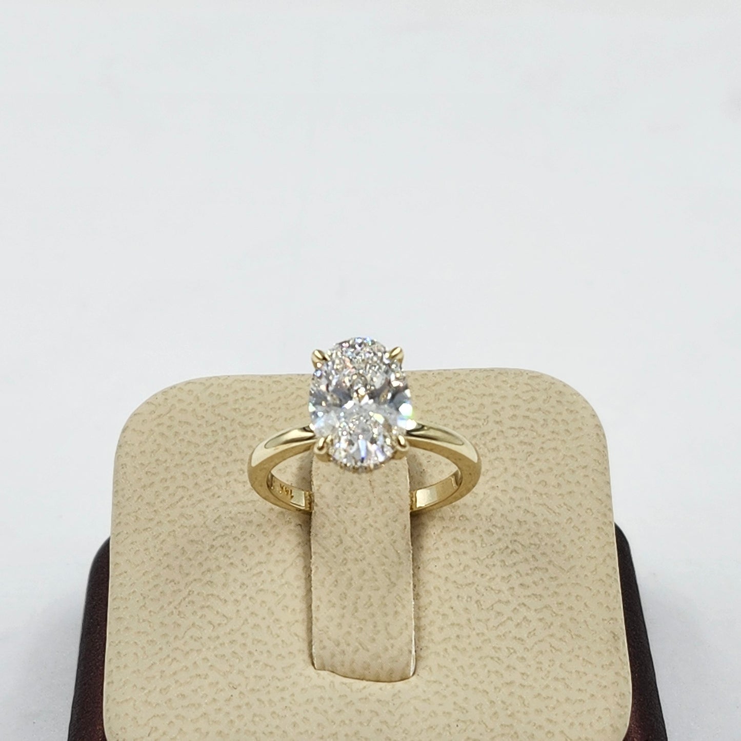 Lab Diamond Engagement Ring - 14K Gold 3ct Oval Diamond Hidden Halo Ring - Anniversary gift