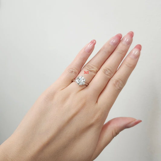 3ct Round Diamond Engagement Ring : Solitaire Lab Diamond 6 Prong Ring - Anniversary gift