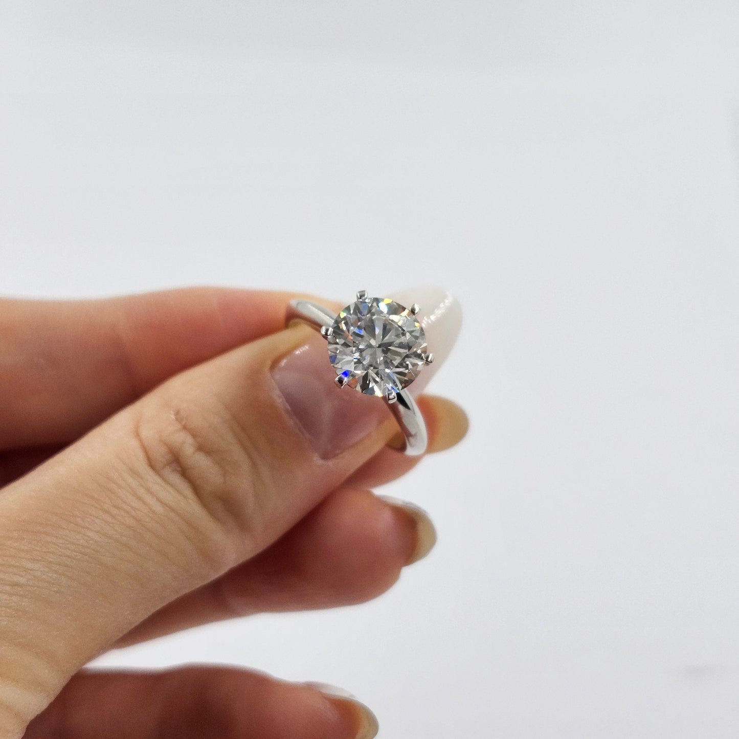 3ct Round Diamond Engagement Ring : Solitaire Lab Diamond 6 Prong Ring - Anniversary gift
