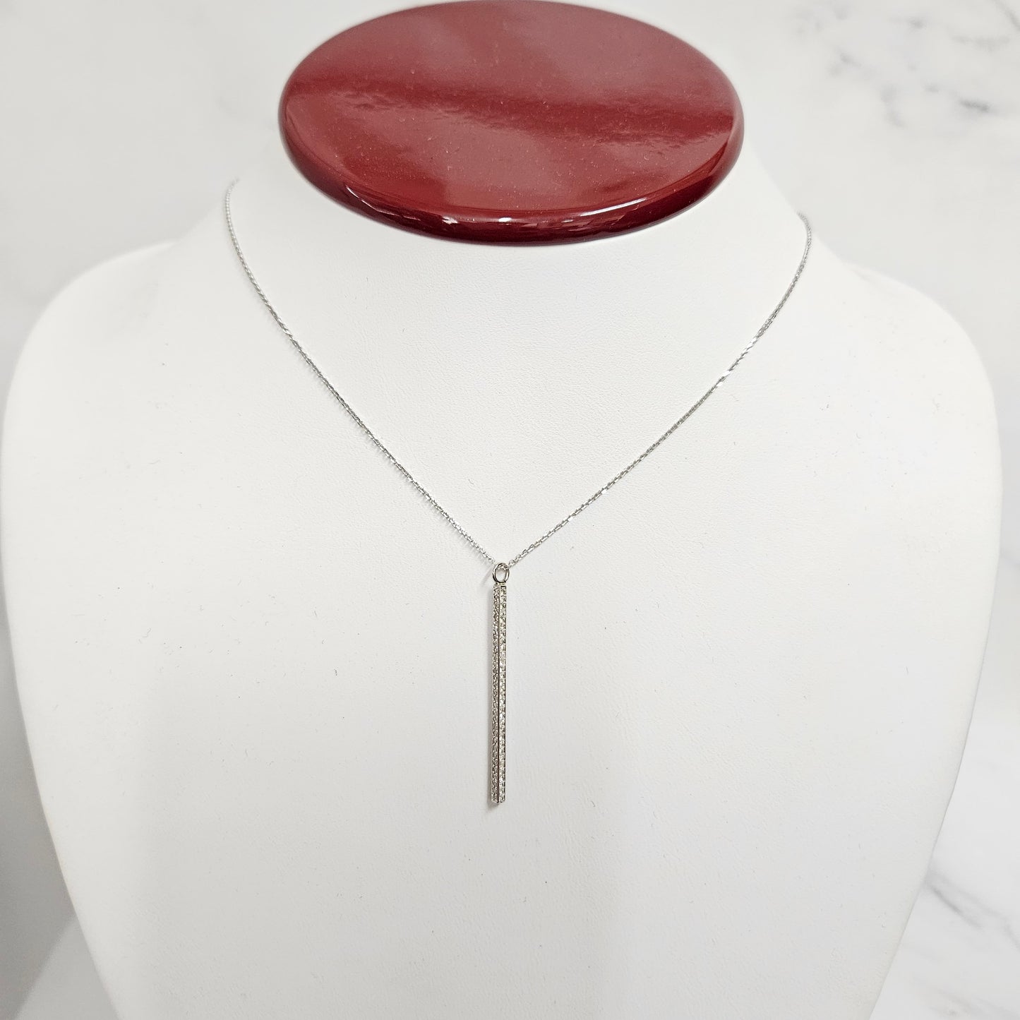 4 Sides Diamond Bar Pendent Necklace / 14K Simple Classic Necklace / Diamond Bar Pendent / Anniversary Gift