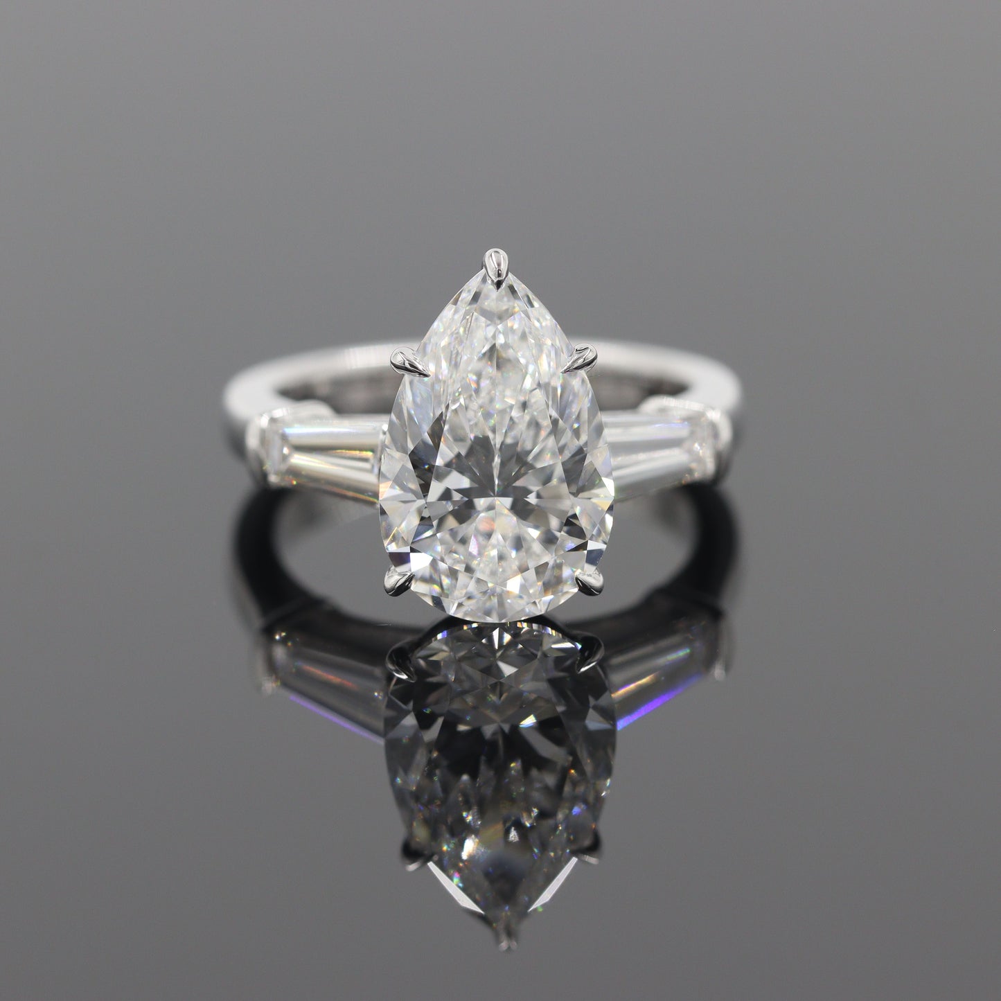 5.3ct Pear Lab Grown Diamond Engagement Ring: 14k,18K Gold Platinum , IGI Certified Engagement Ring