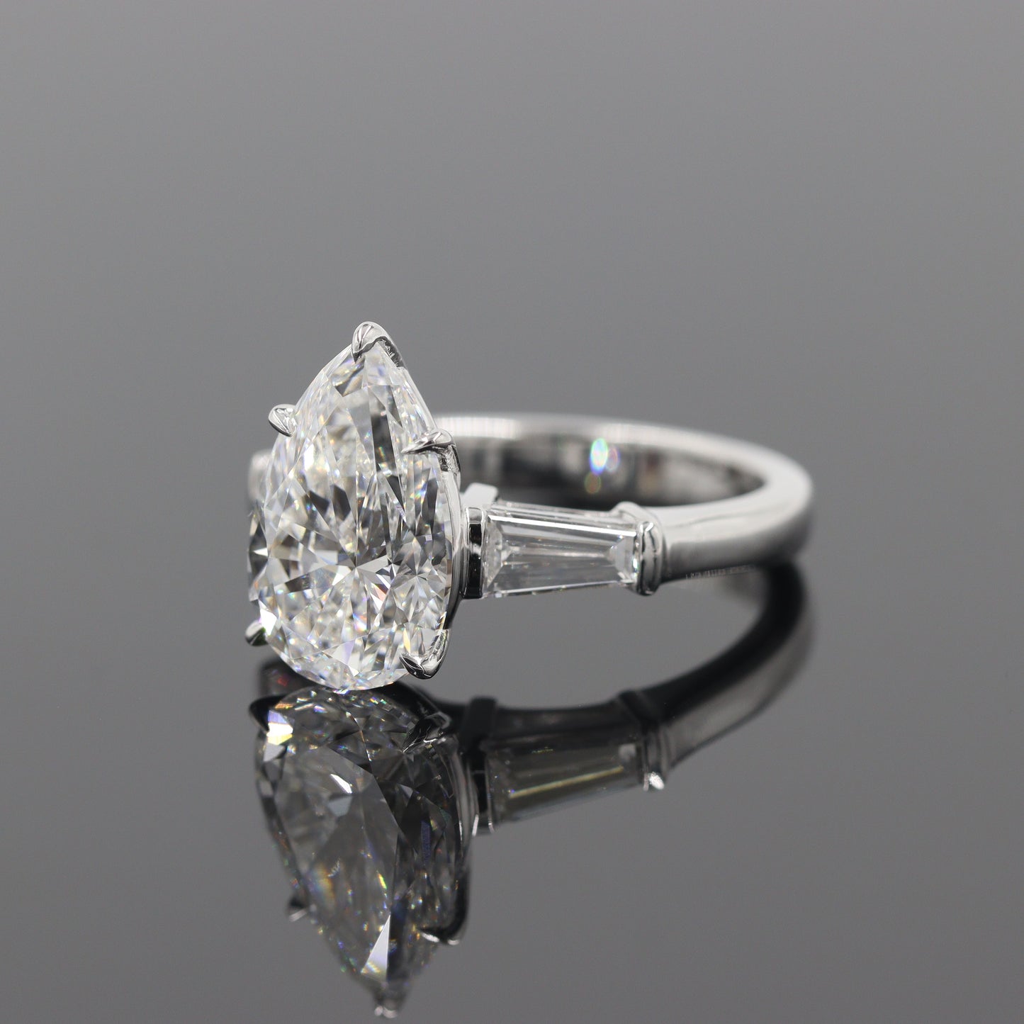 5.3ct Pear Lab Grown Diamond Engagement Ring: 14k,18K Gold Platinum , IGI Certified Engagement Ring