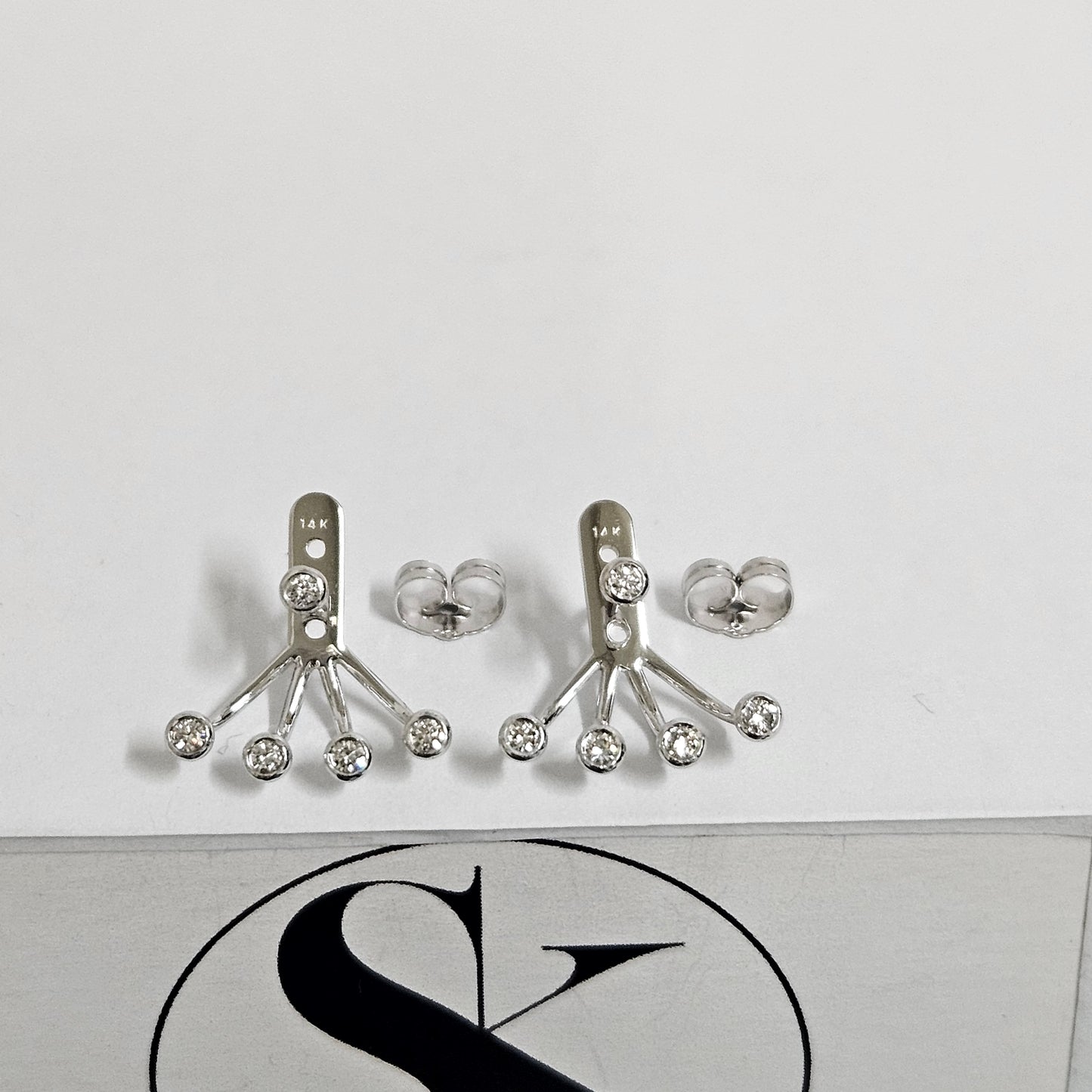 Ten Diamond Bezel Set Jacket earrings and Stud Earrings/Natural Diamond Jacket & Stud Earrings Single or Pair Earrings/anniversary gift