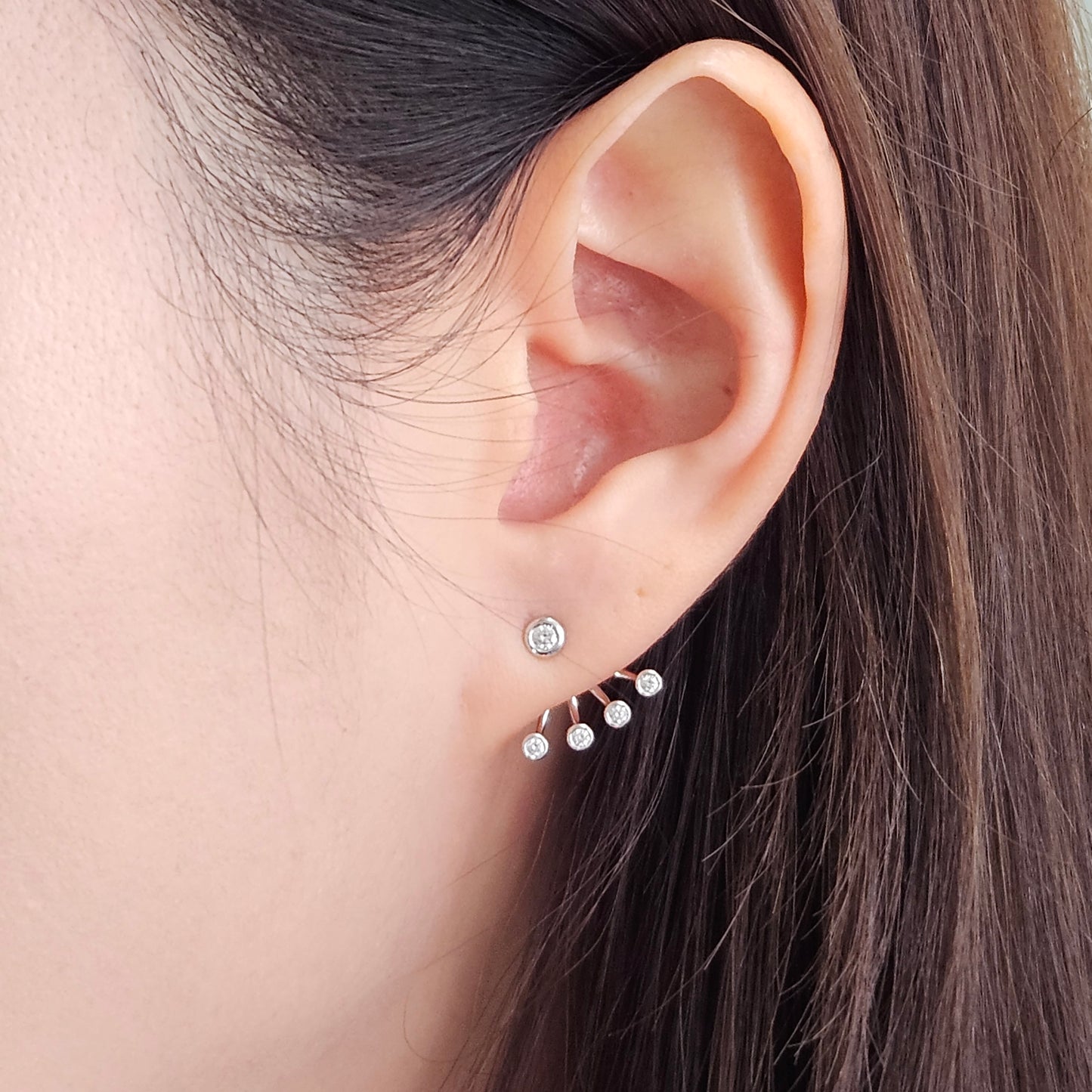 Ten Diamond Jacket Earrings / Bezel Set Diamond Earrings / Ten Diamond Jacket earring only / Natural Diamond Jacket Single or Pair Earrings(사본)