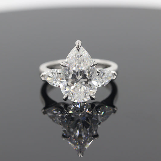 5ct Certified Engagement Ring - 14K ,18K Gold, Platinum, Lab Grown Pear Diamond & Pear Diamond Engagement Ring - Anniversary gifts