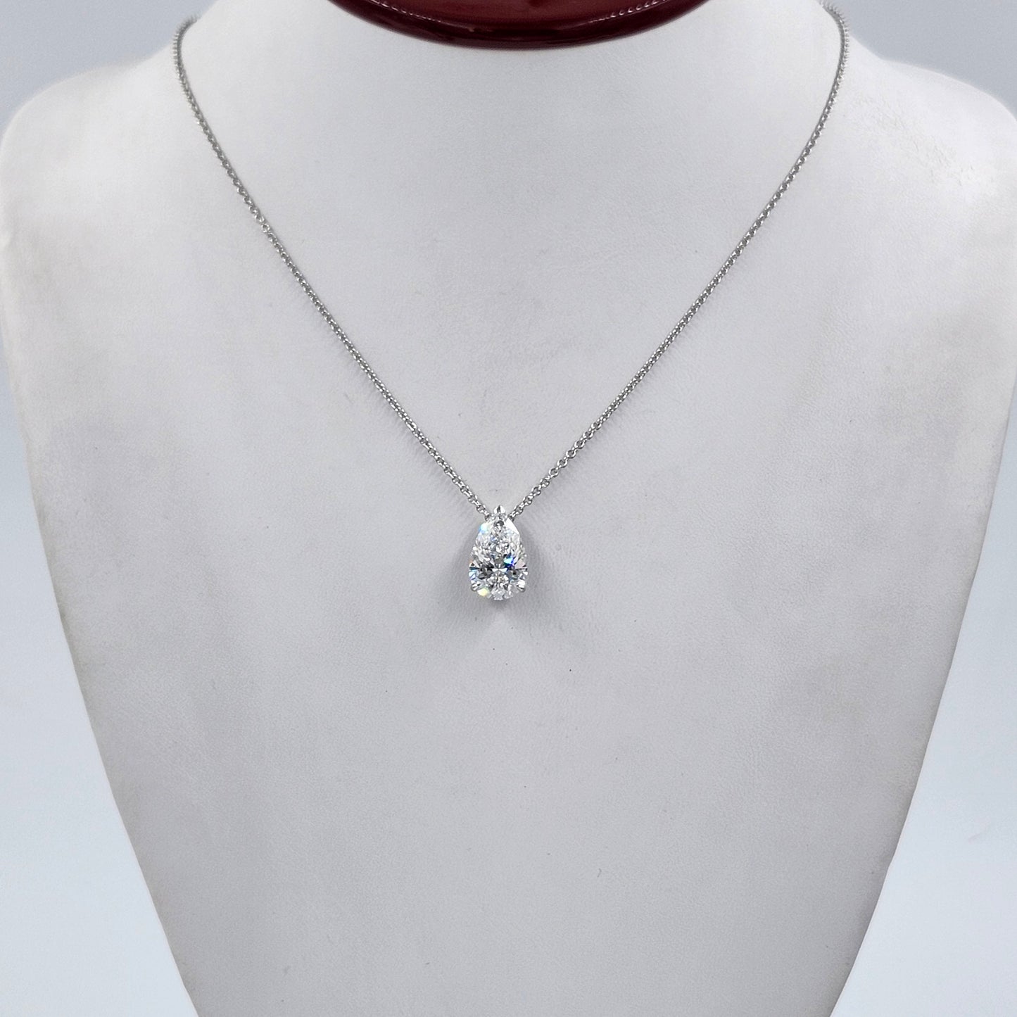 5ct Center Pear Lab Diamond Solitaire Pendant - Pear Diamond Pendant - Anniversary Gift