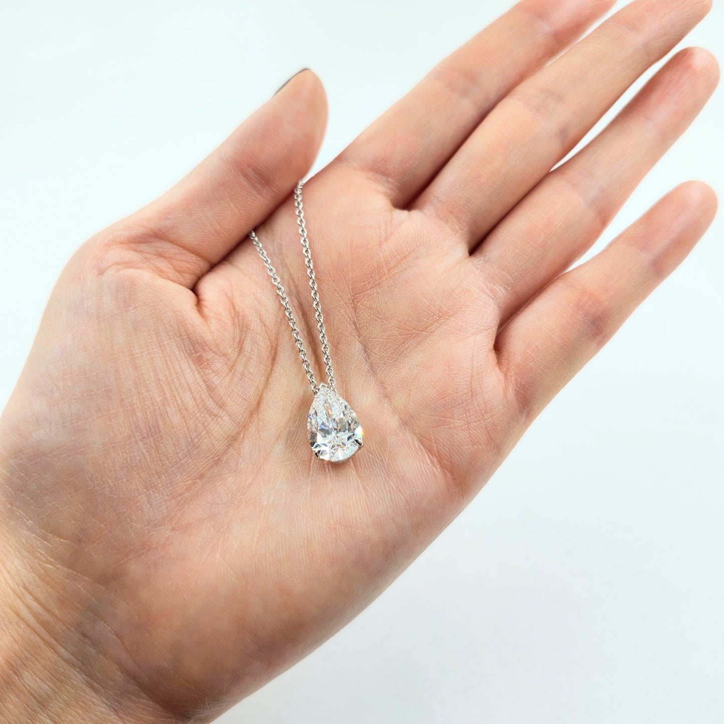 5ct Center Pear Lab Diamond Solitaire Pendant - Pear Diamond Pendant - Anniversary Gift