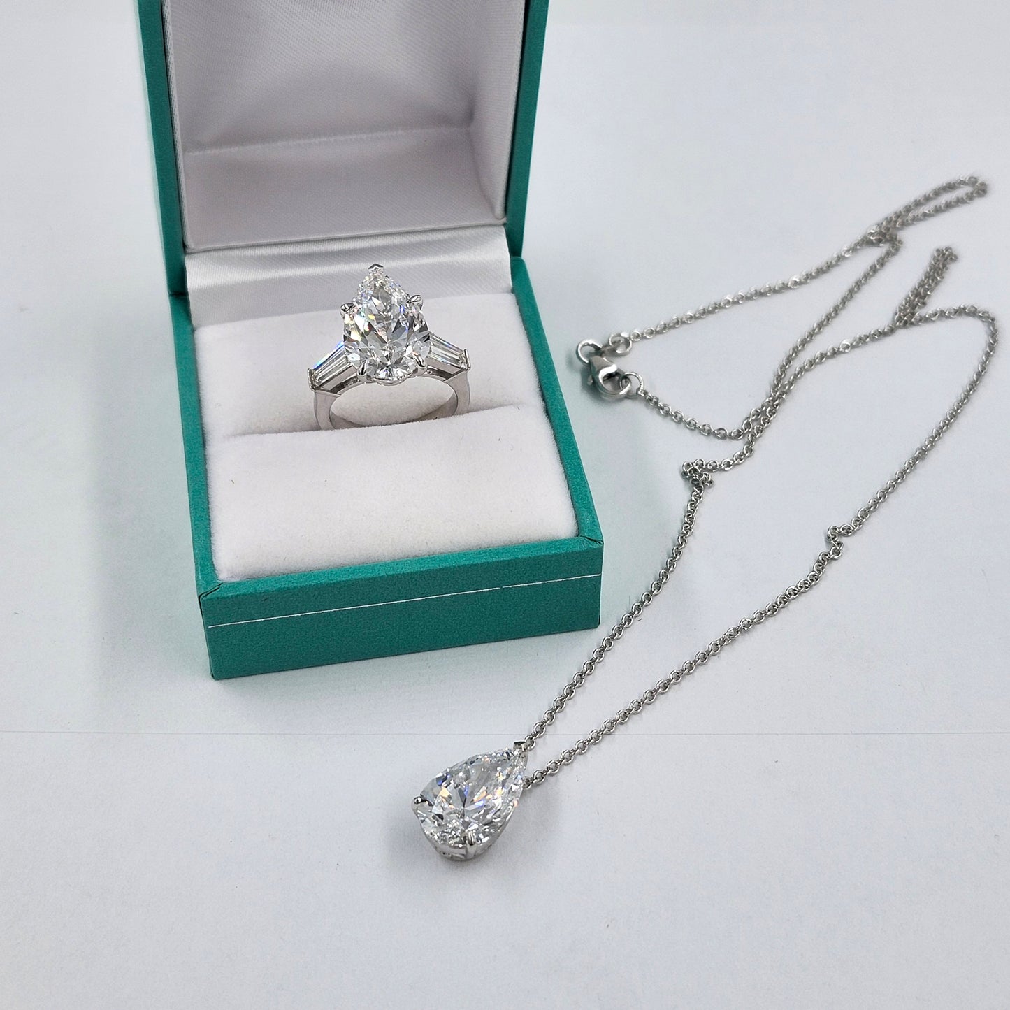 5ct Center Pear Lab Diamond Solitaire Pendant - Pear Diamond Pendant - Anniversary Gift