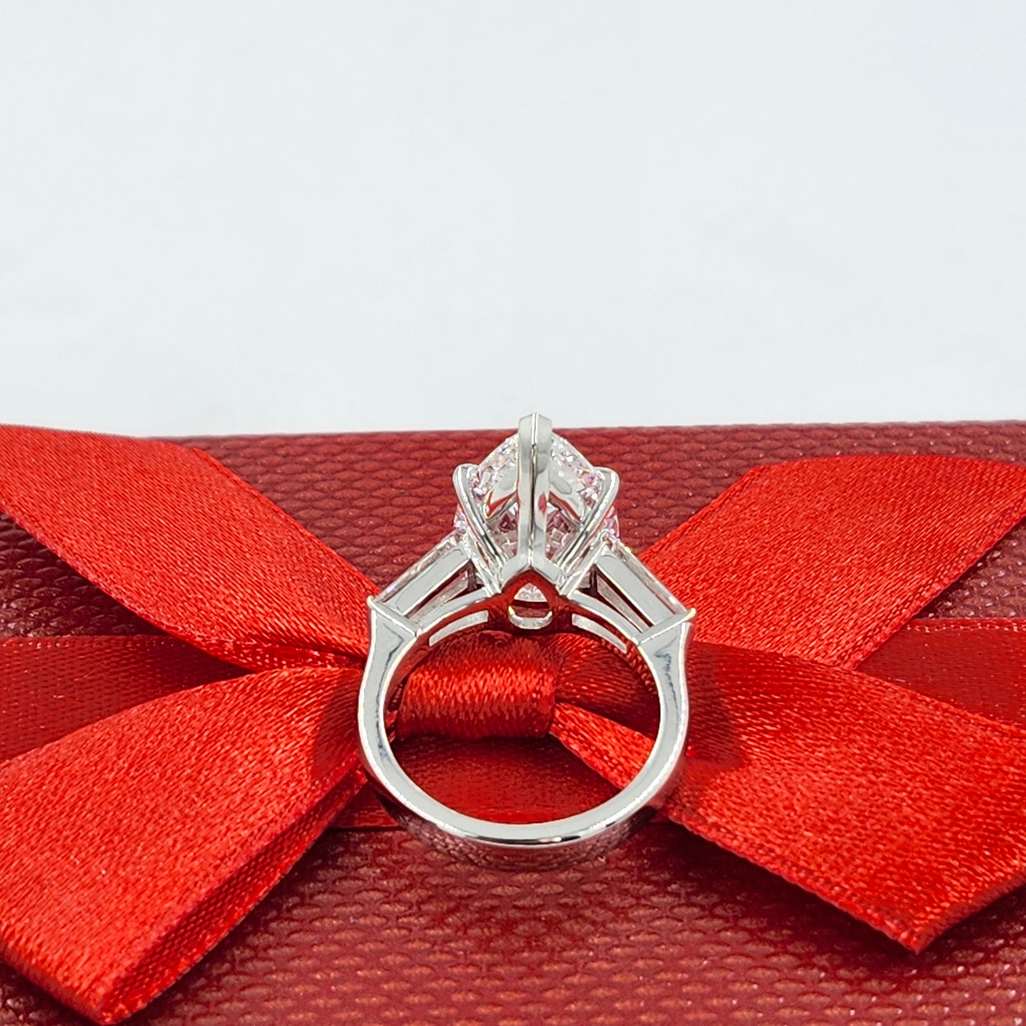 5ct Certified Engagement Ring - 14K ,18K Gold, Platinum, Lab Grown Pear Diamond & Baguette Diamond Engagement Ring - Anniversary gifts