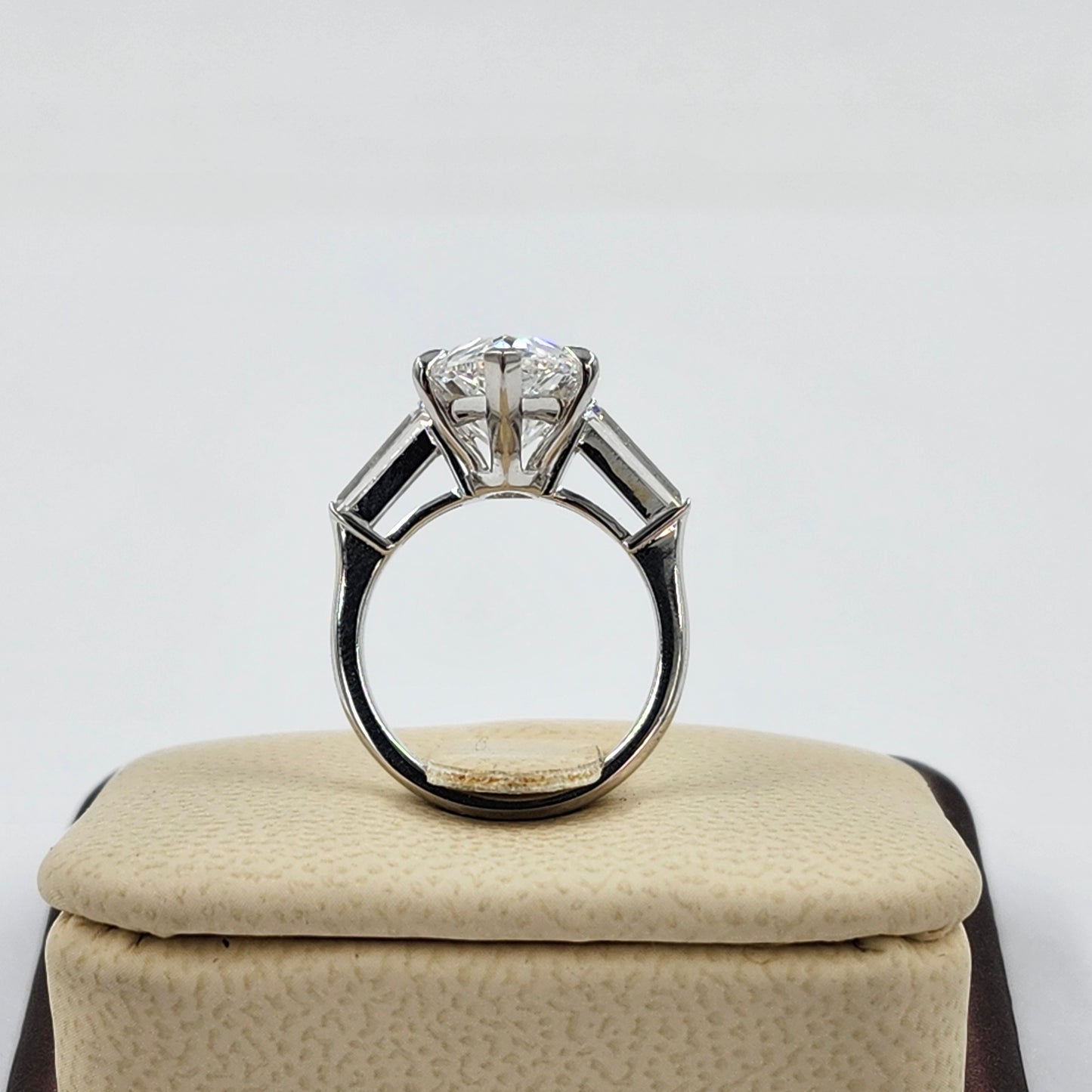 5ct Certified Engagement Ring - 14K ,18K Gold, Platinum, Lab Grown Pear Diamond & Baguette Diamond Engagement Ring - Anniversary gifts