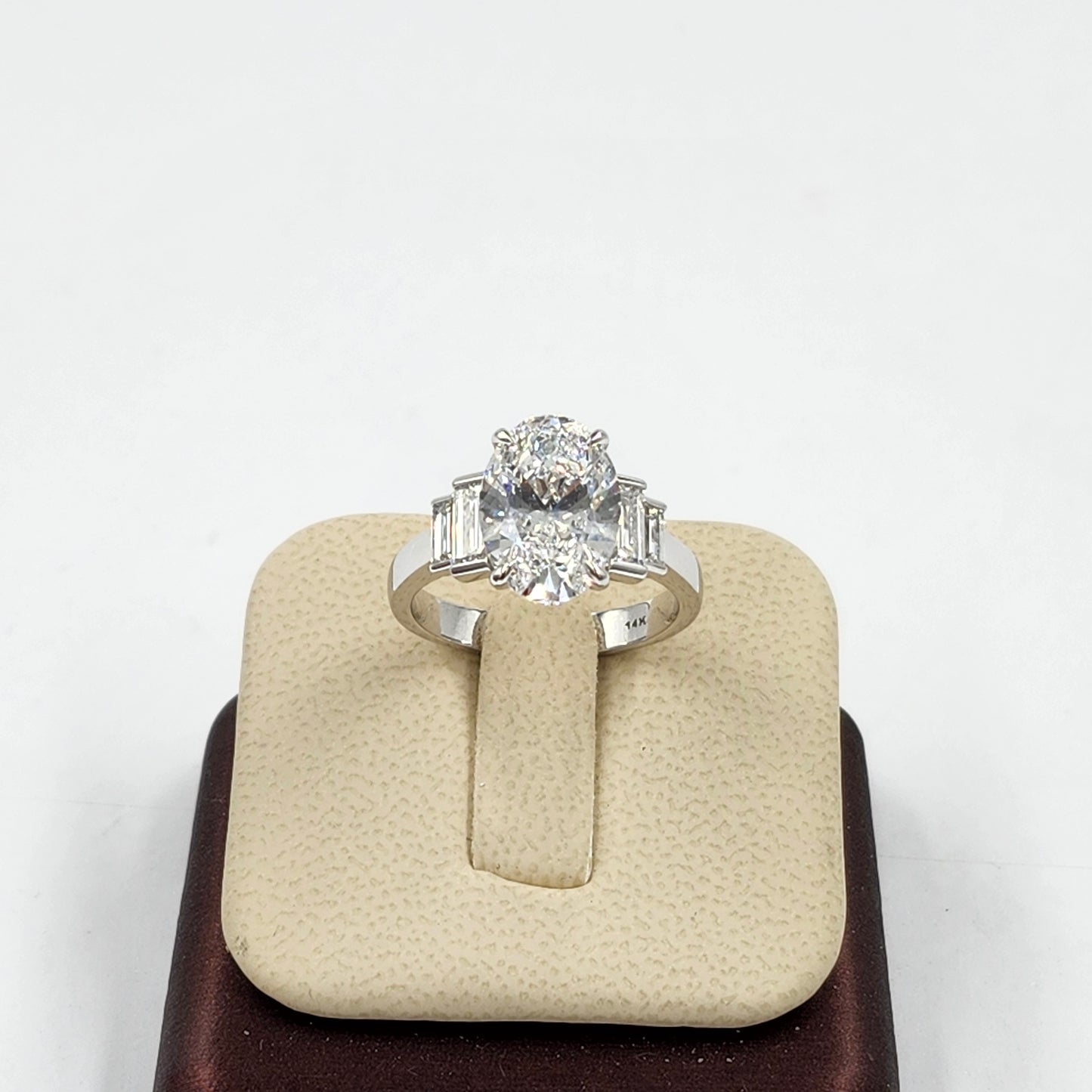 5ct Oval Lab Diamond Engagement Ring - 14K ,18K Gold, Platinum, Lab Grown Oval Diamond, Baguette Diamond Engagement Ring - Anniversary gifts