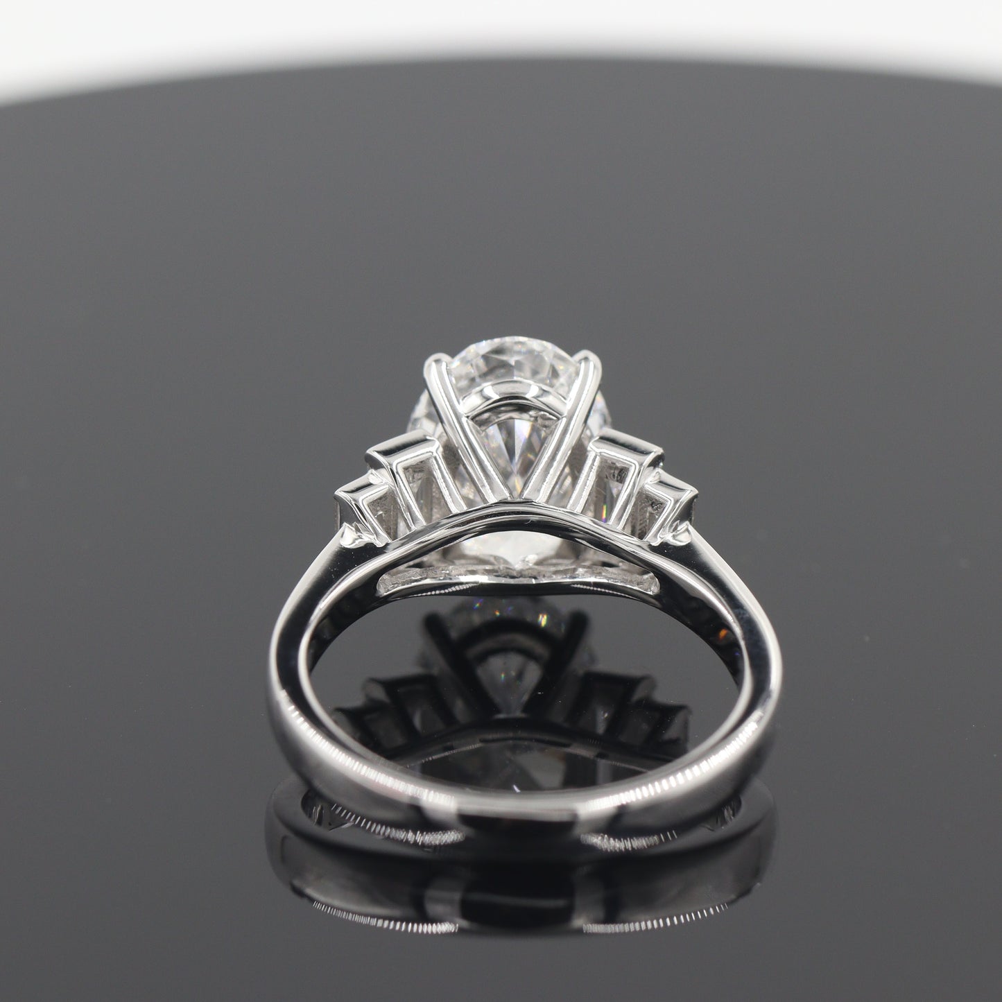 5ct Oval Lab Diamond Engagement Ring - 14K ,18K Gold, Platinum, Lab Grown Oval Diamond, Baguette Diamond Engagement Ring - Anniversary gifts