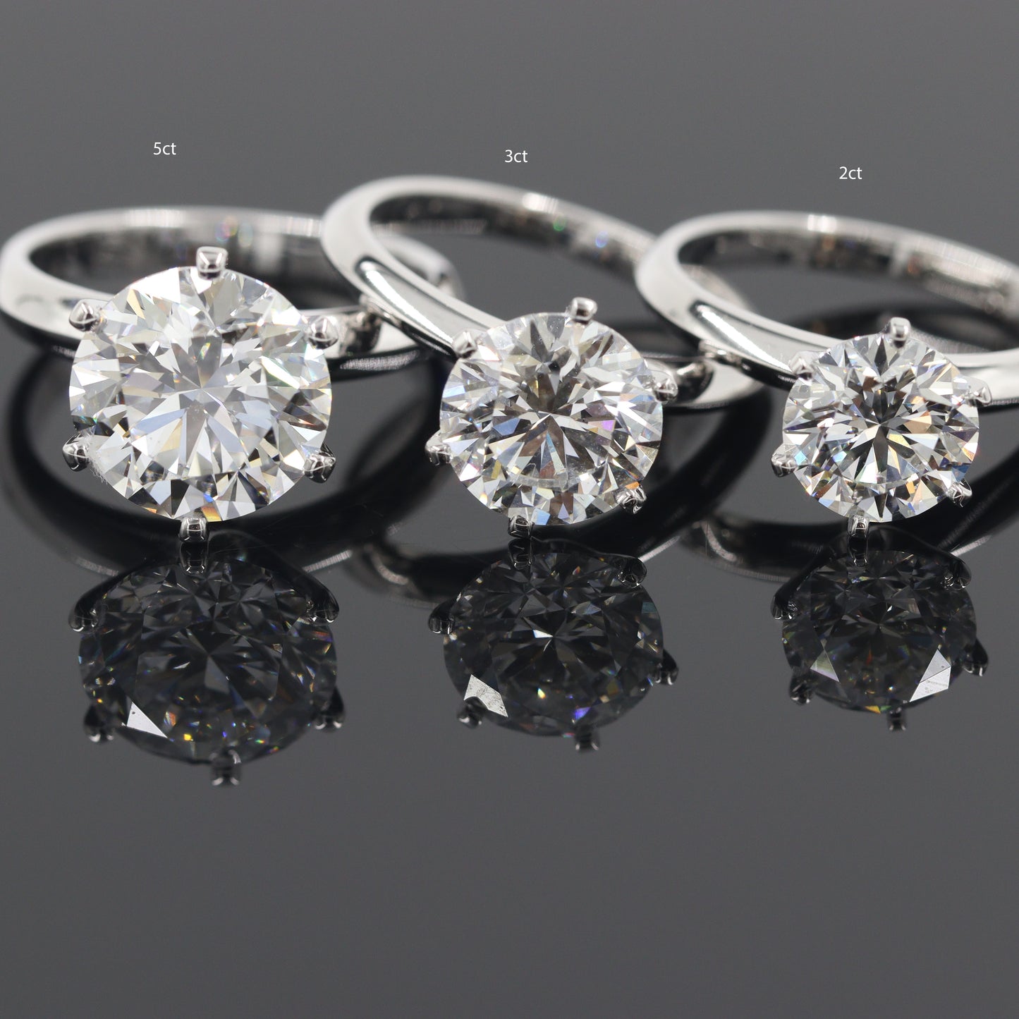 5ct Round Diamond Engagement Ring : Solitaire Lab Diamond 6 Prong Ring - Anniversary gift