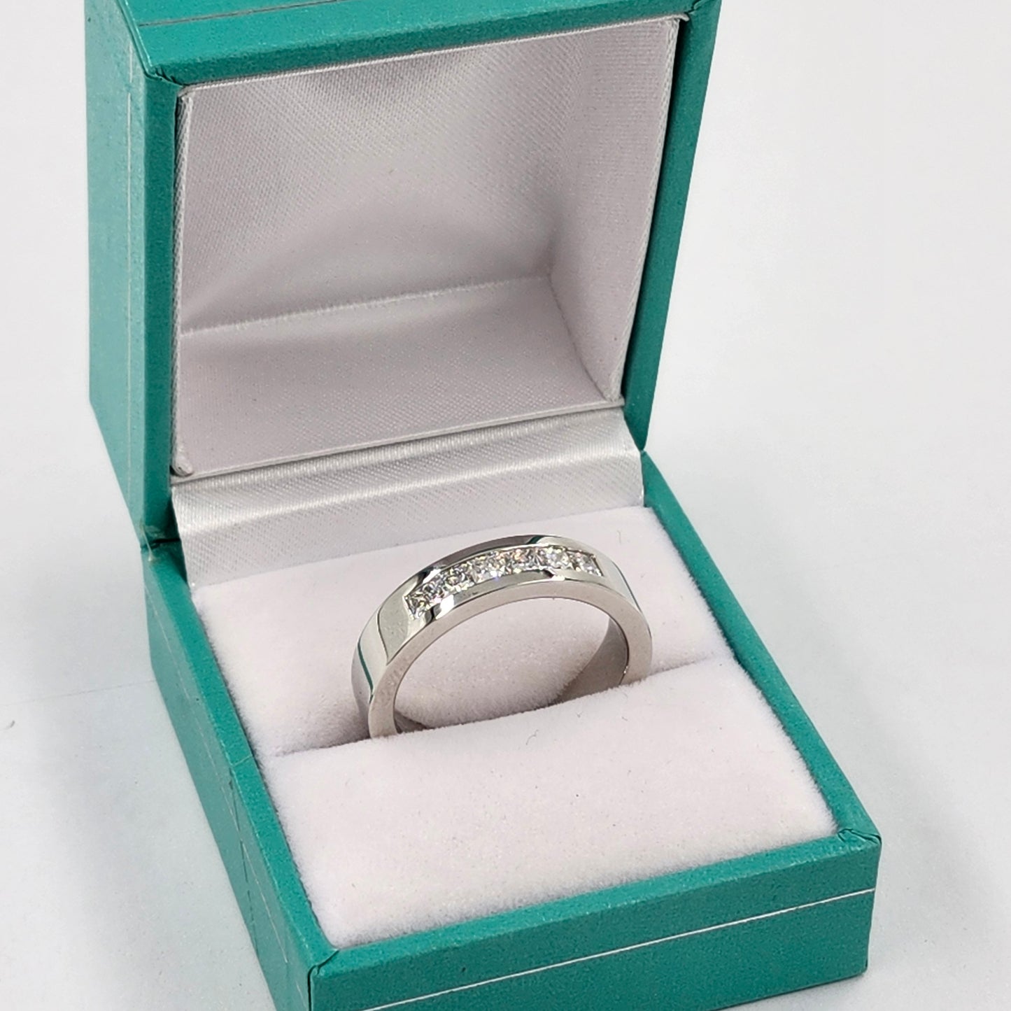 Handmade Princess Cut Lab Grown Diamond Man's Ring - 5mm Platinum Wedding Ring - Anniversary gift