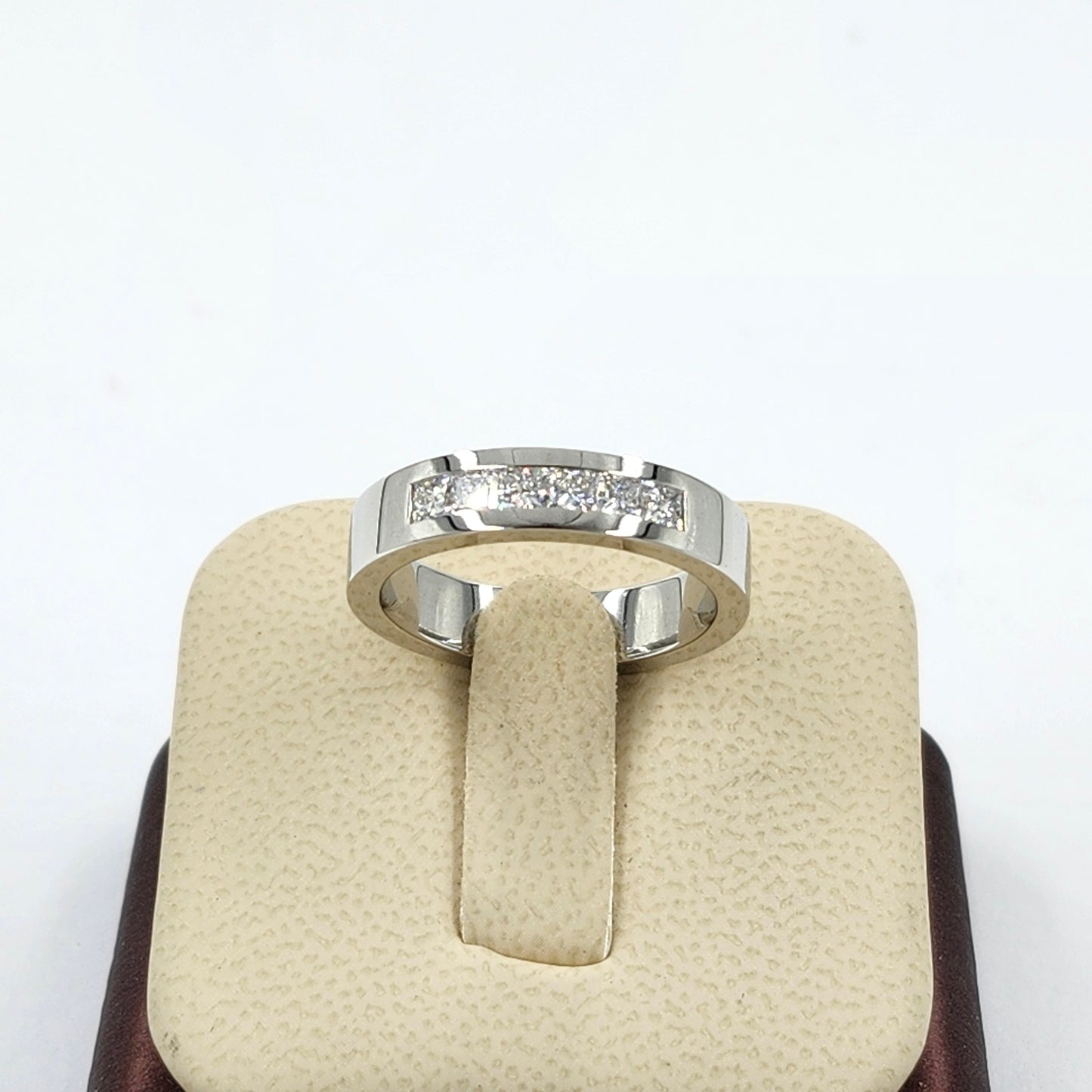 Handmade Princess Cut Lab Grown Diamond Man's Ring - 5mm Platinum Wedding Ring - Anniversary gift