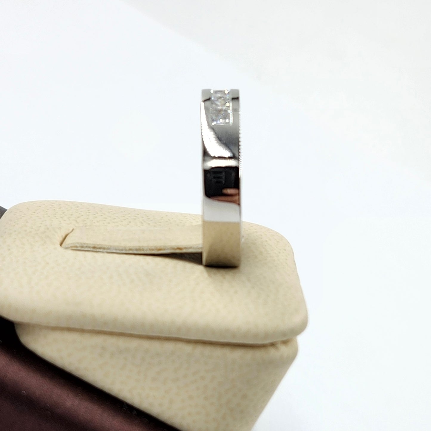 Handmade Princess Cut Lab Grown Diamond Man's Ring - 5mm Platinum Wedding Ring - Anniversary gift