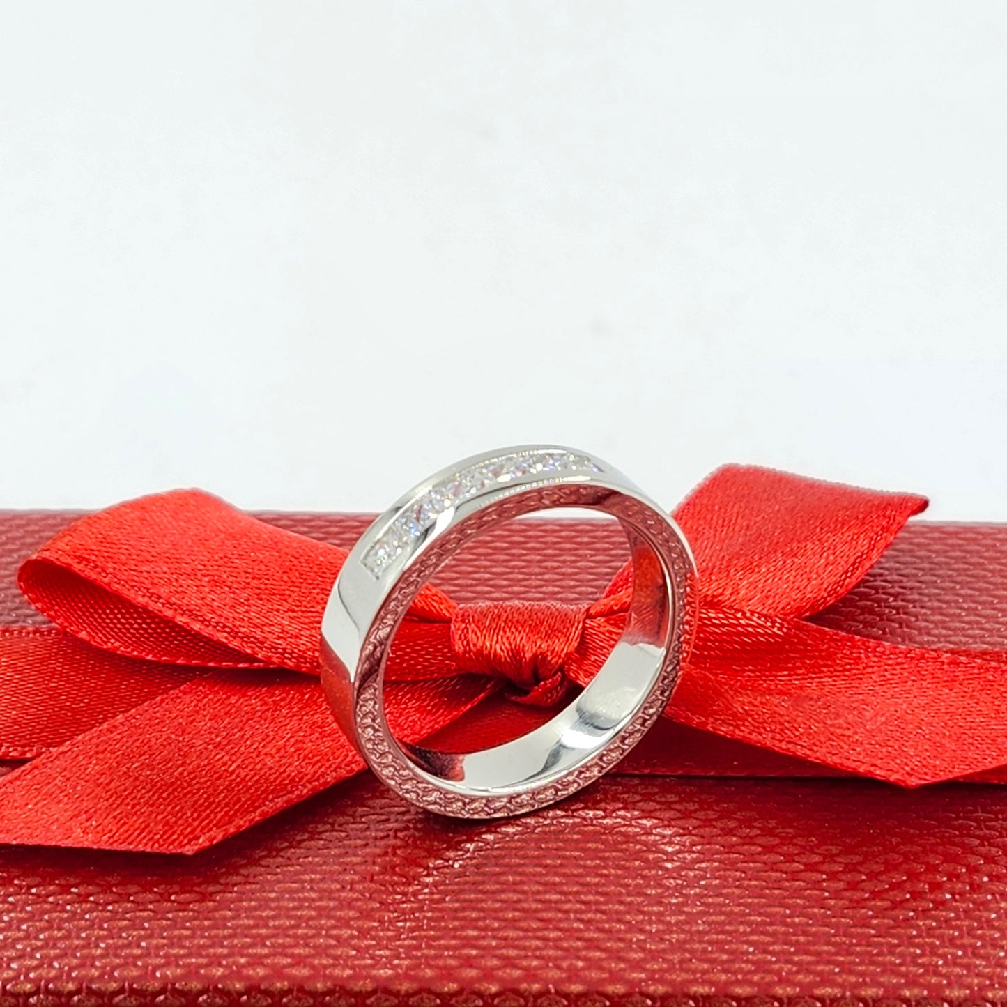 Handmade Princess Cut Lab Grown Diamond Man's Ring - 5mm Platinum Wedding Ring - Anniversary gift