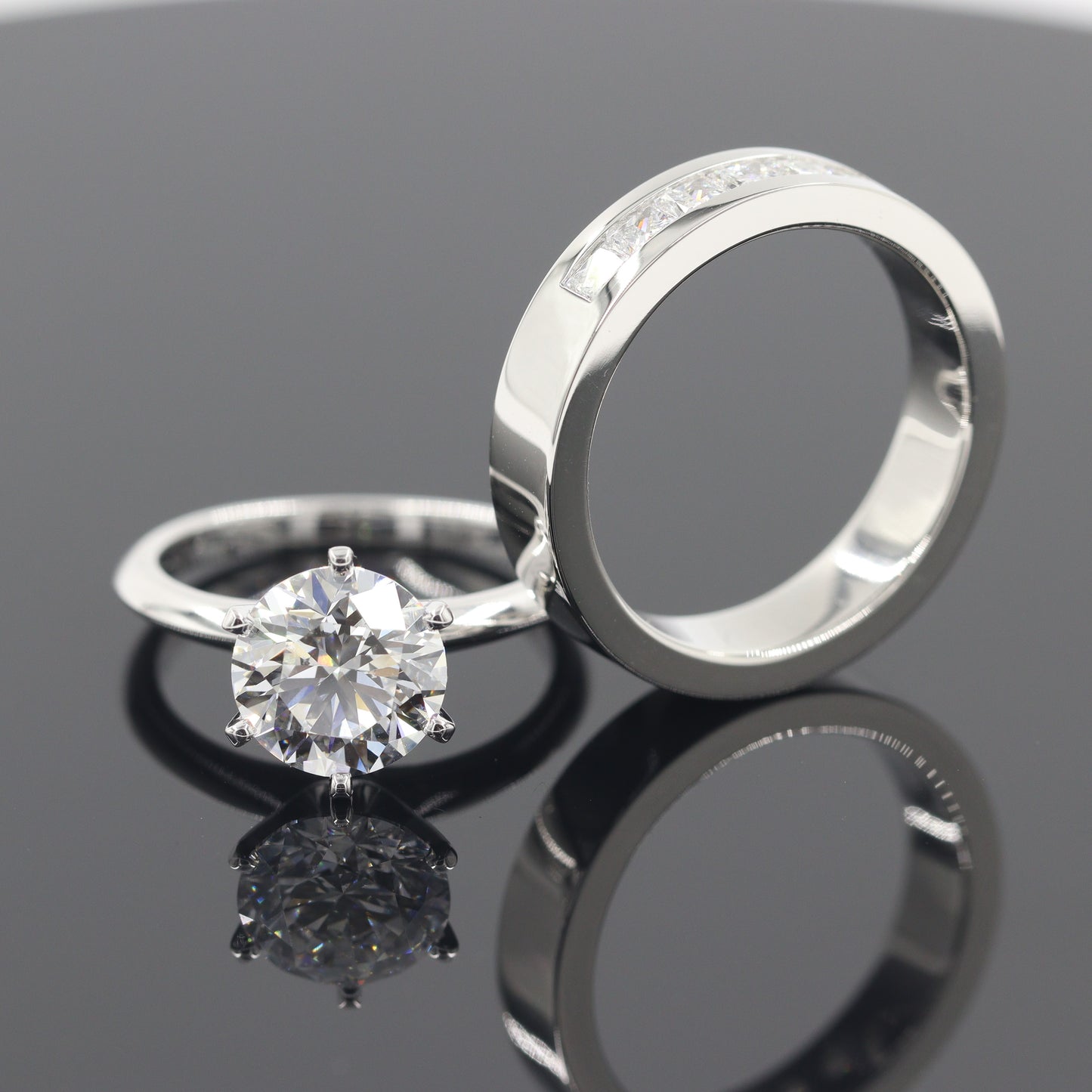 Handmade Princess Cut Lab Grown Diamond Man's Ring - 5mm Platinum Wedding Ring - Anniversary gift