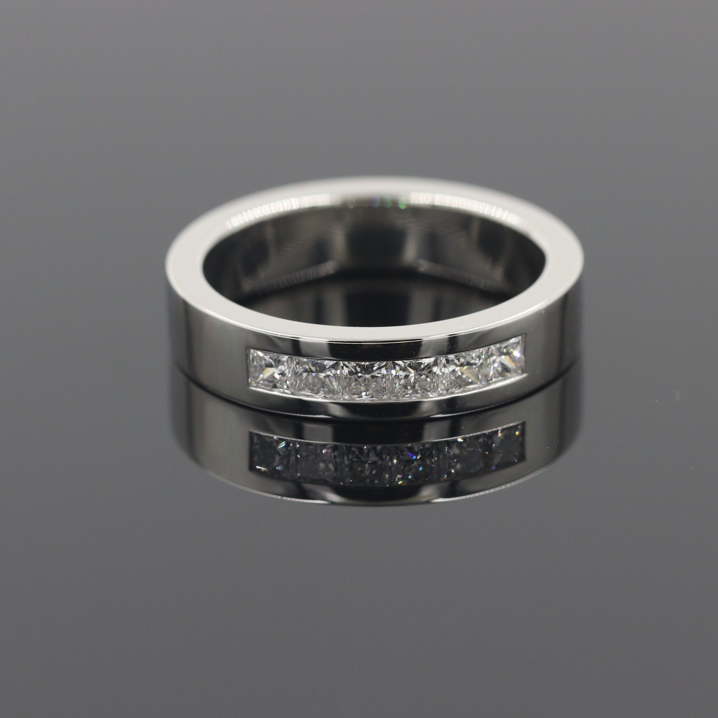 Handmade Princess Cut Lab Grown Diamond Man's Ring - 5mm Platinum Wedding Ring - Anniversary gift