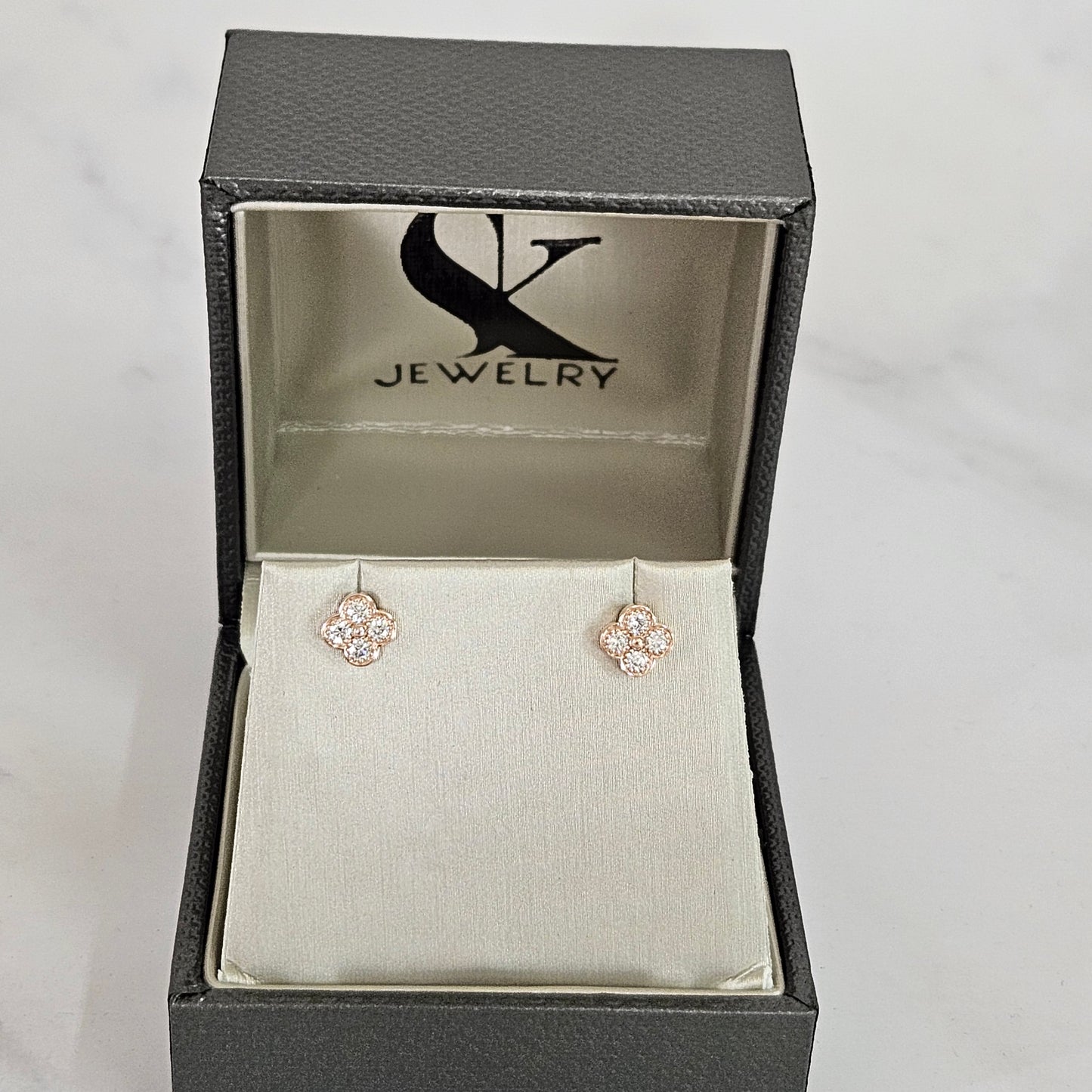 Diamond Clover Earrings/14K ,18K gold 6.9mm Clover Classic Dainty Cluster Stud Earrings/Natural Diamond Stud Earrings/ Anniversary Gift