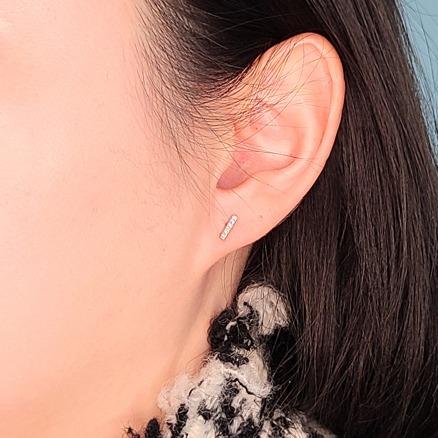 6 Diamond Bar Earring / Minimalist Diamond Earring / Diamond Stud Diamond / Bar Earrings / Diamond Bar Studs / Diamond Bar Stud/ Gifts for her
