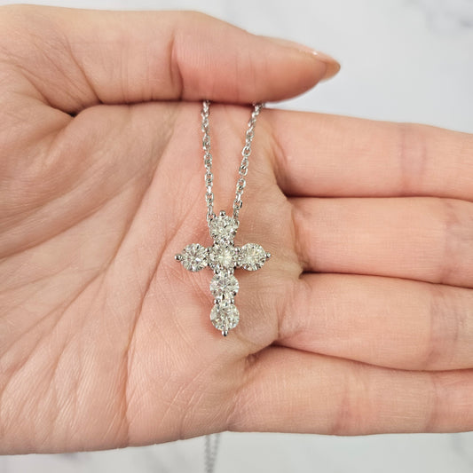 2.6ct Round Diamond  Cross Necklace /Luxury Cross Lab Grown Diamond Pendant /14K Gold Cross Necklace /Anniversary Gift